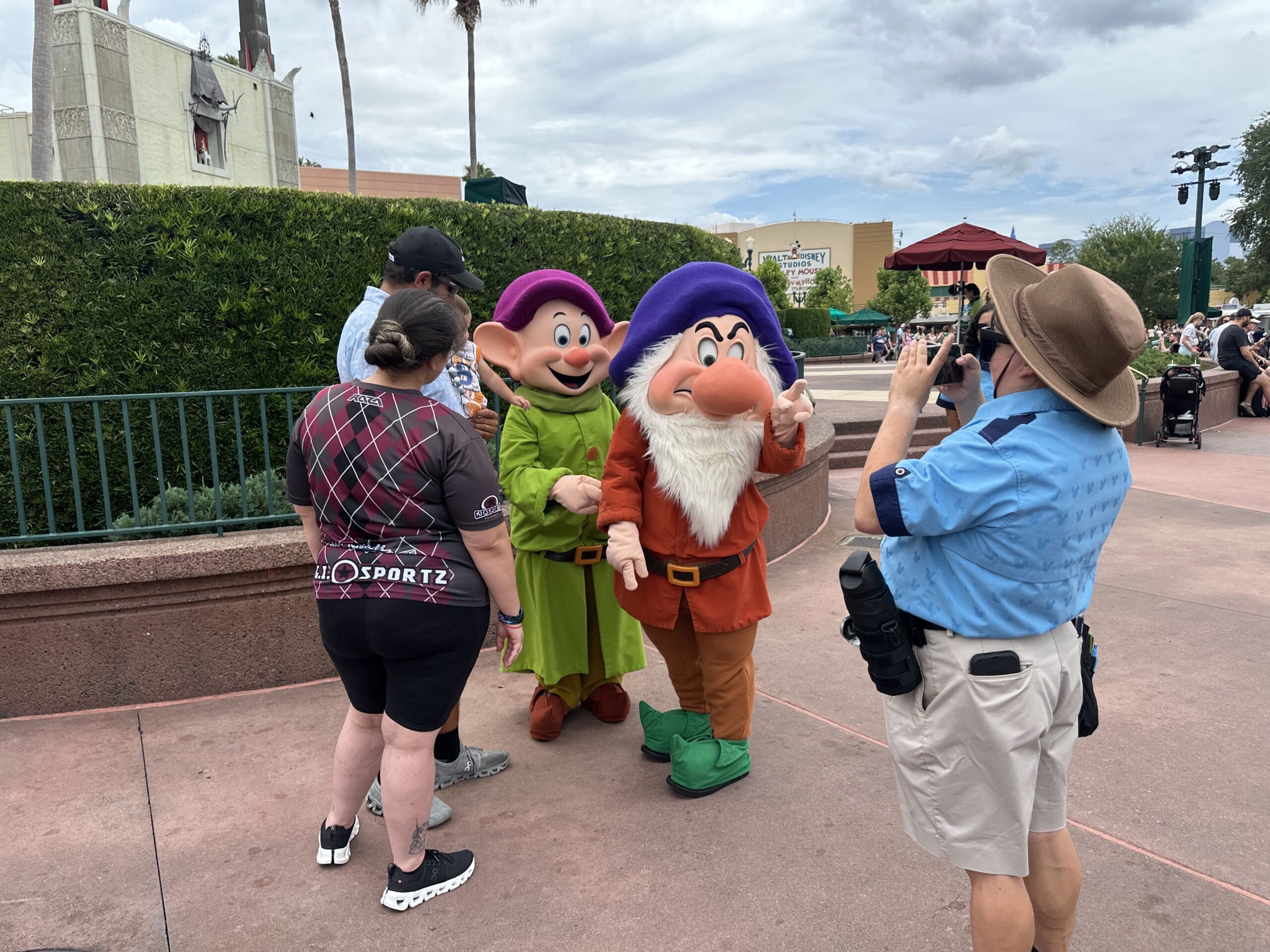 There are no posted meet and greet times for the characters but outdoor meet and greets usually end before sunset. We spotted them in front of Mickey & Minnie's Runaway Railway.