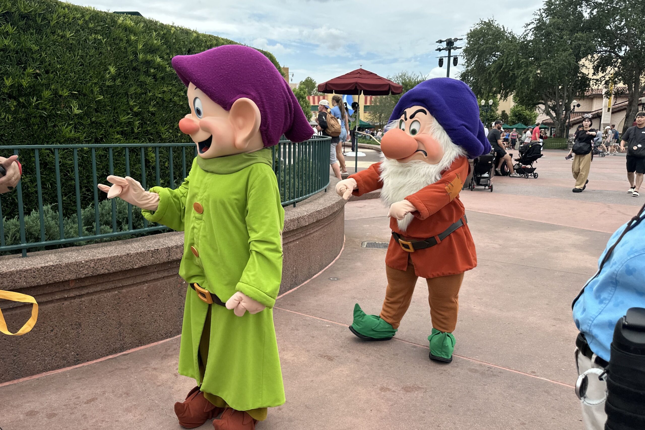 There are no posted meet and greet times for the characters but outdoor meet and greets usually end before sunset. We spotted them in front of Mickey & Minnie's Runaway Railway.