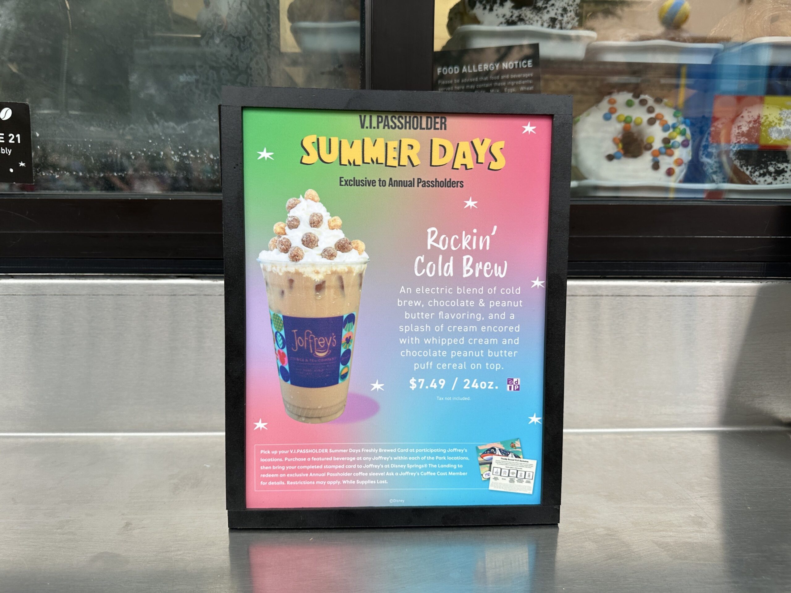 The Rockin' Cold Brew is at the Joffrey's Coffee & Tea Company kiosk just outside Toy Story Land and Pixar Plaza. The 20% Annual Passholder discount applies.