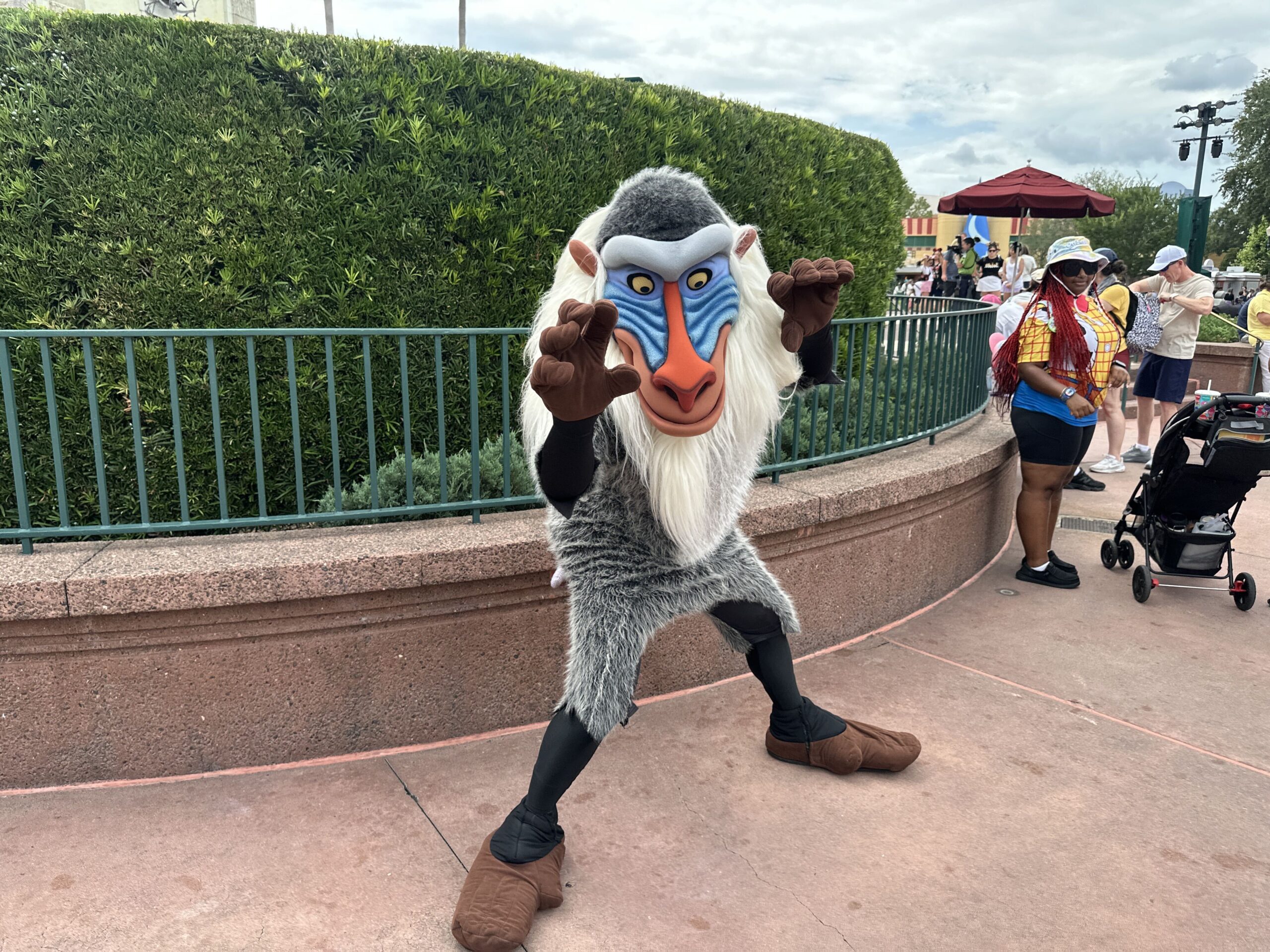There are no posted meet and greet times for the characters but outdoor meet and greets usually end before sunset. We spotted them in front of Mickey & Minnie's Runaway Railway.