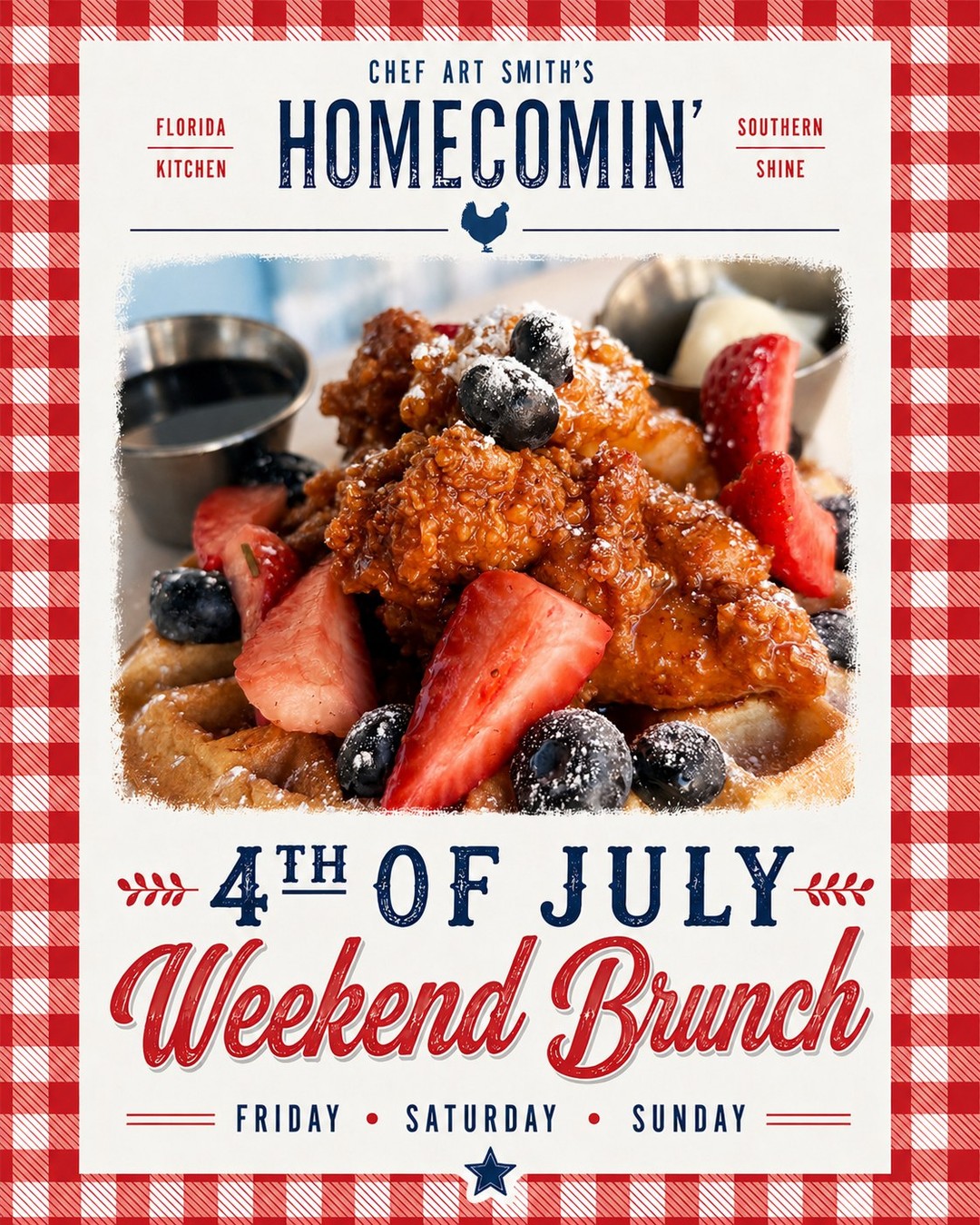 Enjoy a brunch at Chef Art Smith's Homecomin' during the 4th of July weekend. Brunch is typically only served on Saturday and Sunday.
