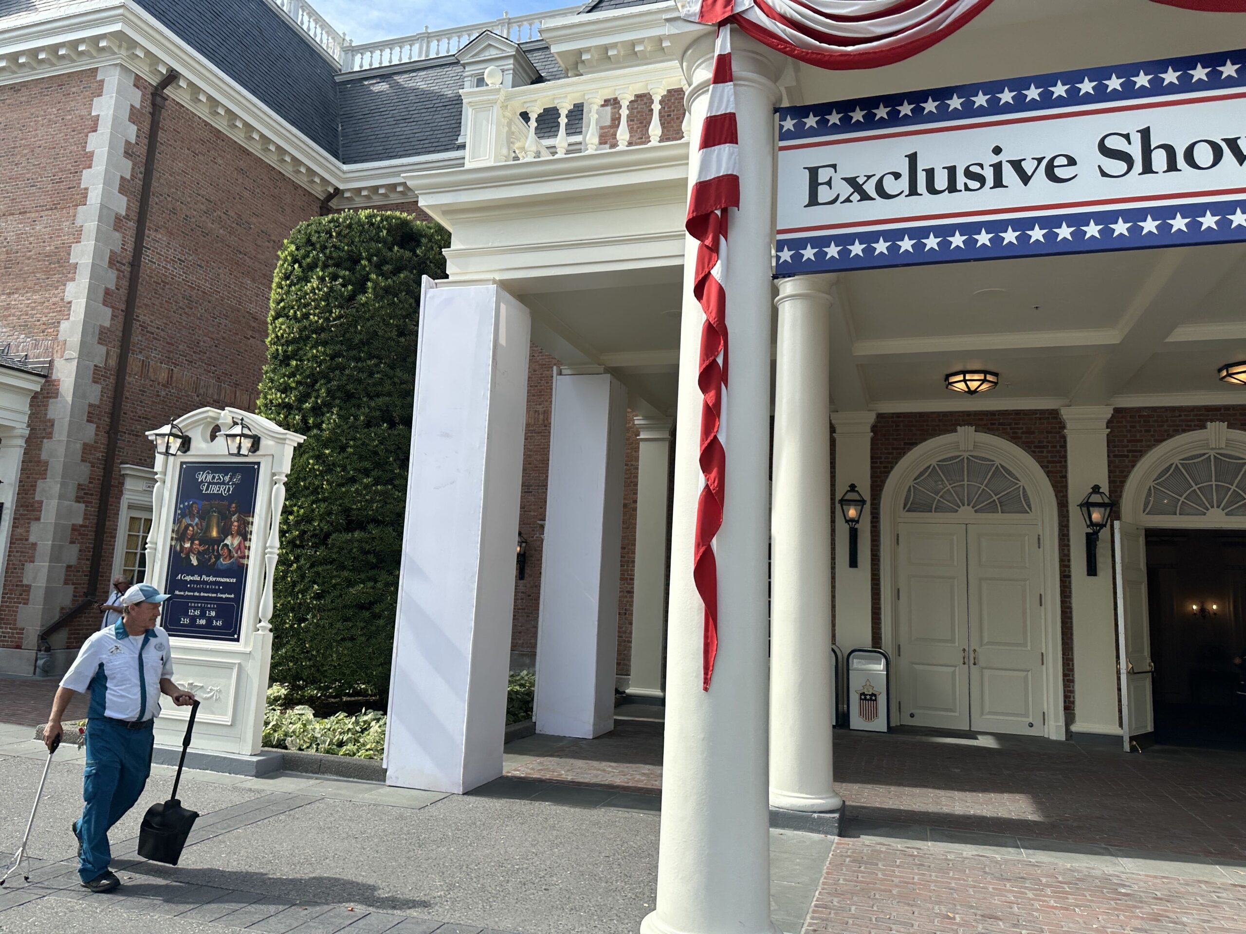 American Adventure at EPCOT Preparing for 250th Anniversary Decorations