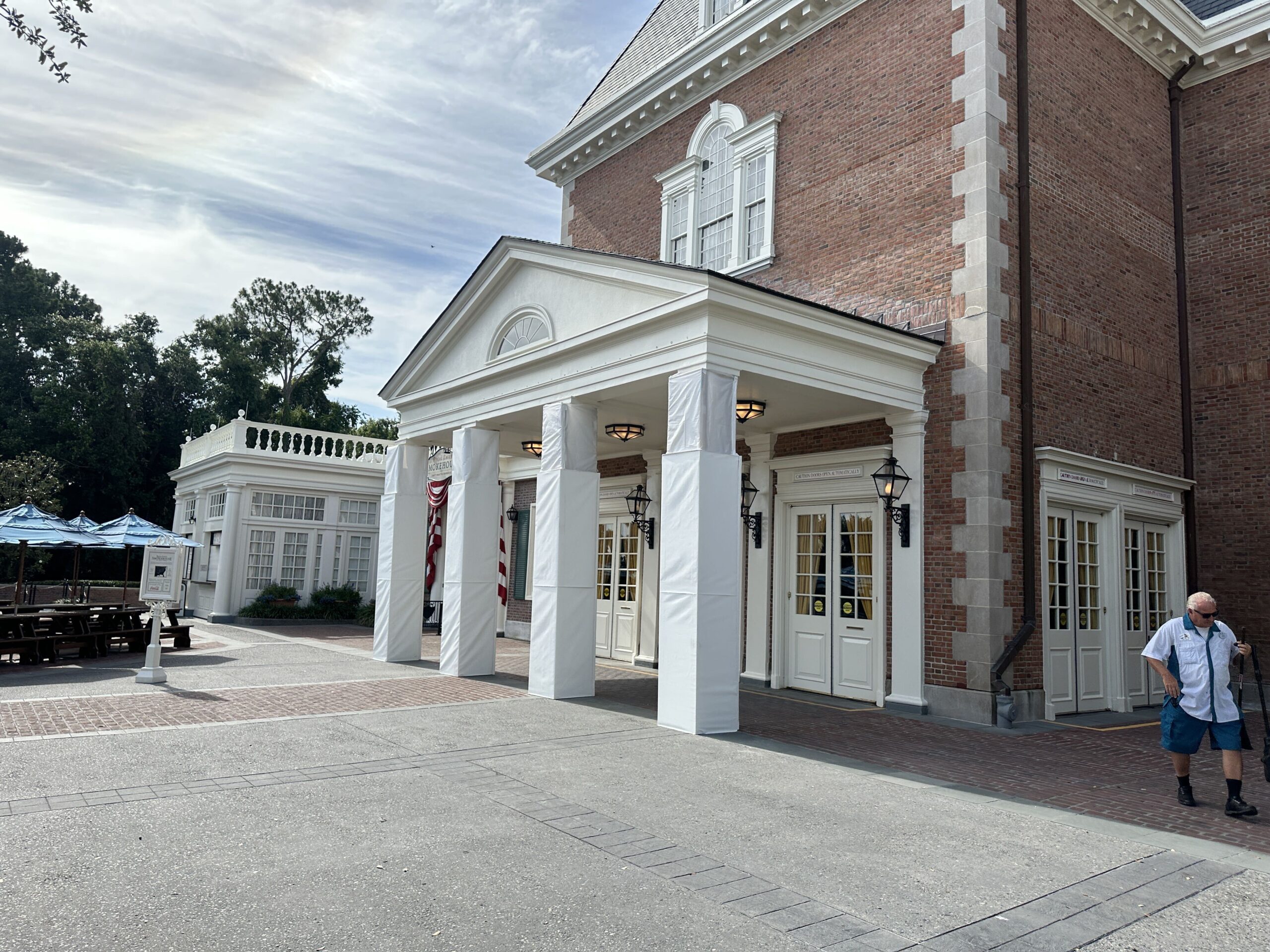 American Adventure at EPCOT Preparing for 250th Anniversary Decorations