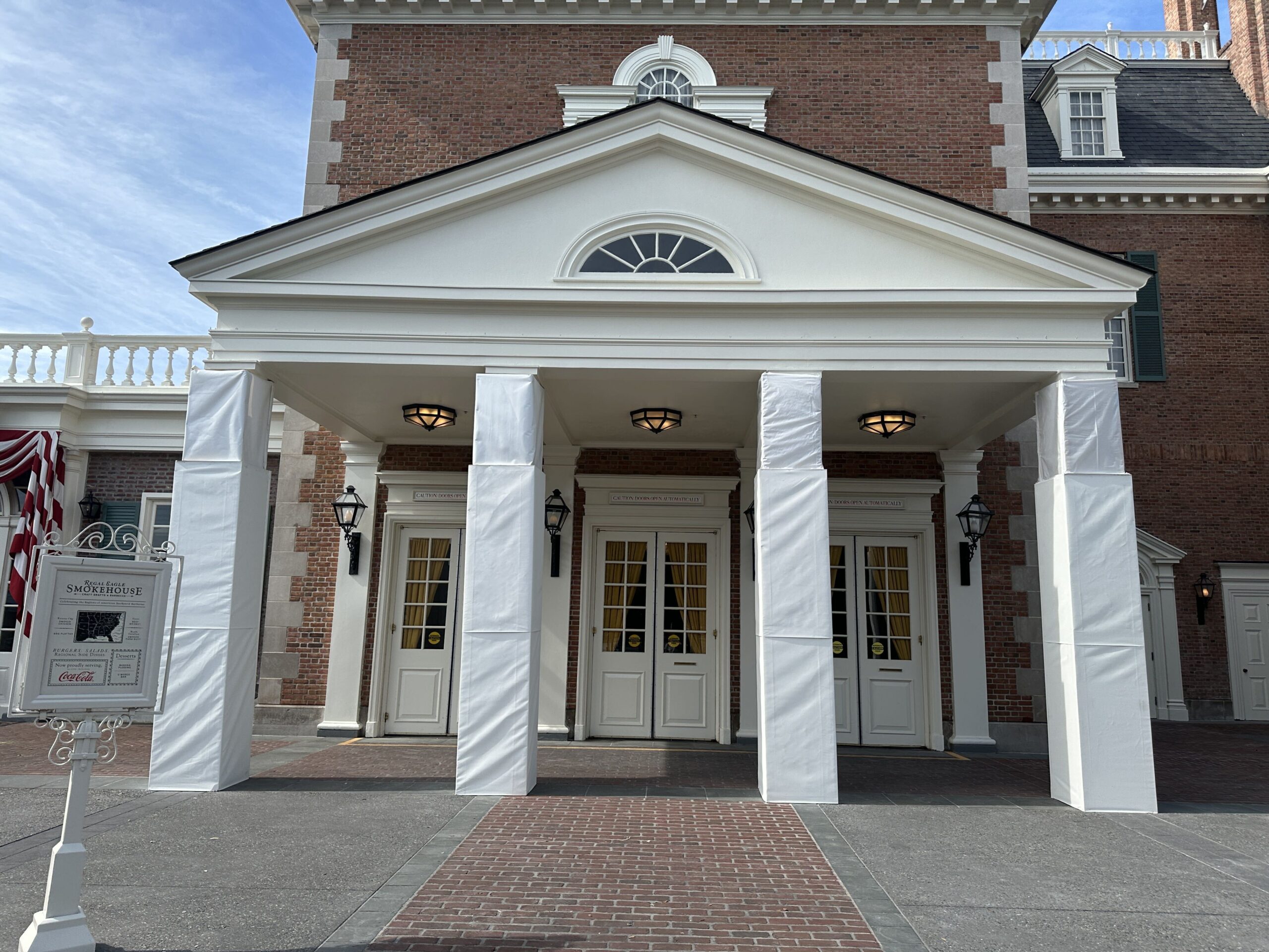 American Adventure at EPCOT Preparing for 250th Anniversary Decorations