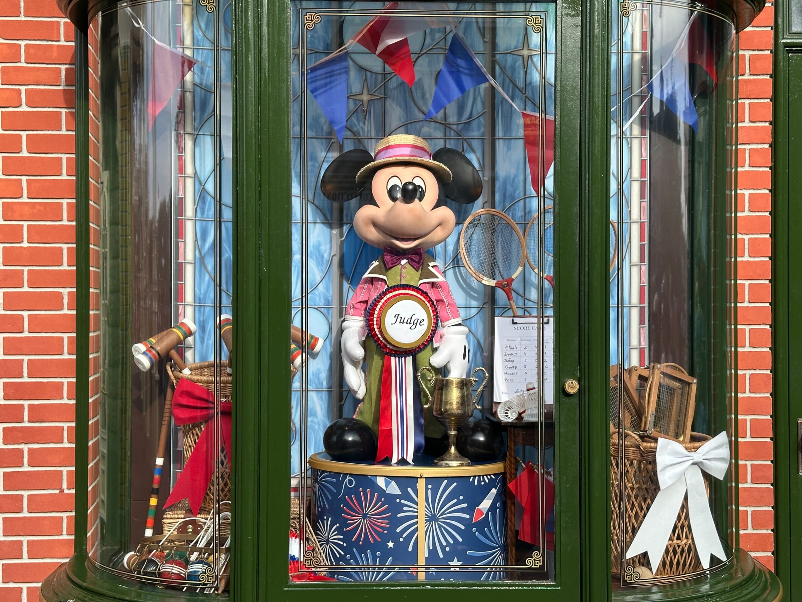 Patriotic Main Street Window Displays Featuring Mickey and Minnie at Magic Kingdom