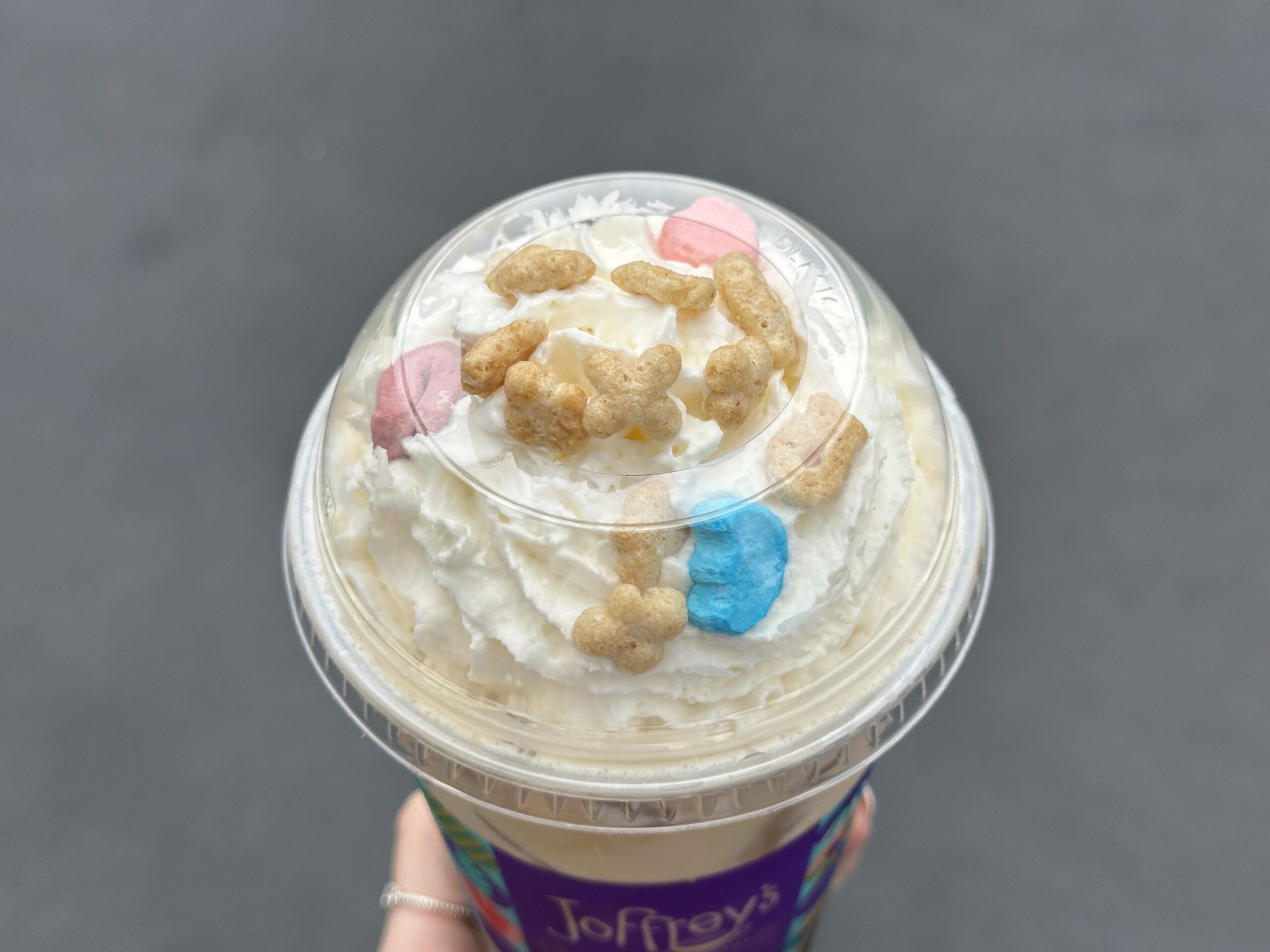 A dreamy blend of cold brew, toasted marshmallow syrup and a splash of cream pixie-dusted with sweetened cereal, whipped cream and fluffy marshmallows on top