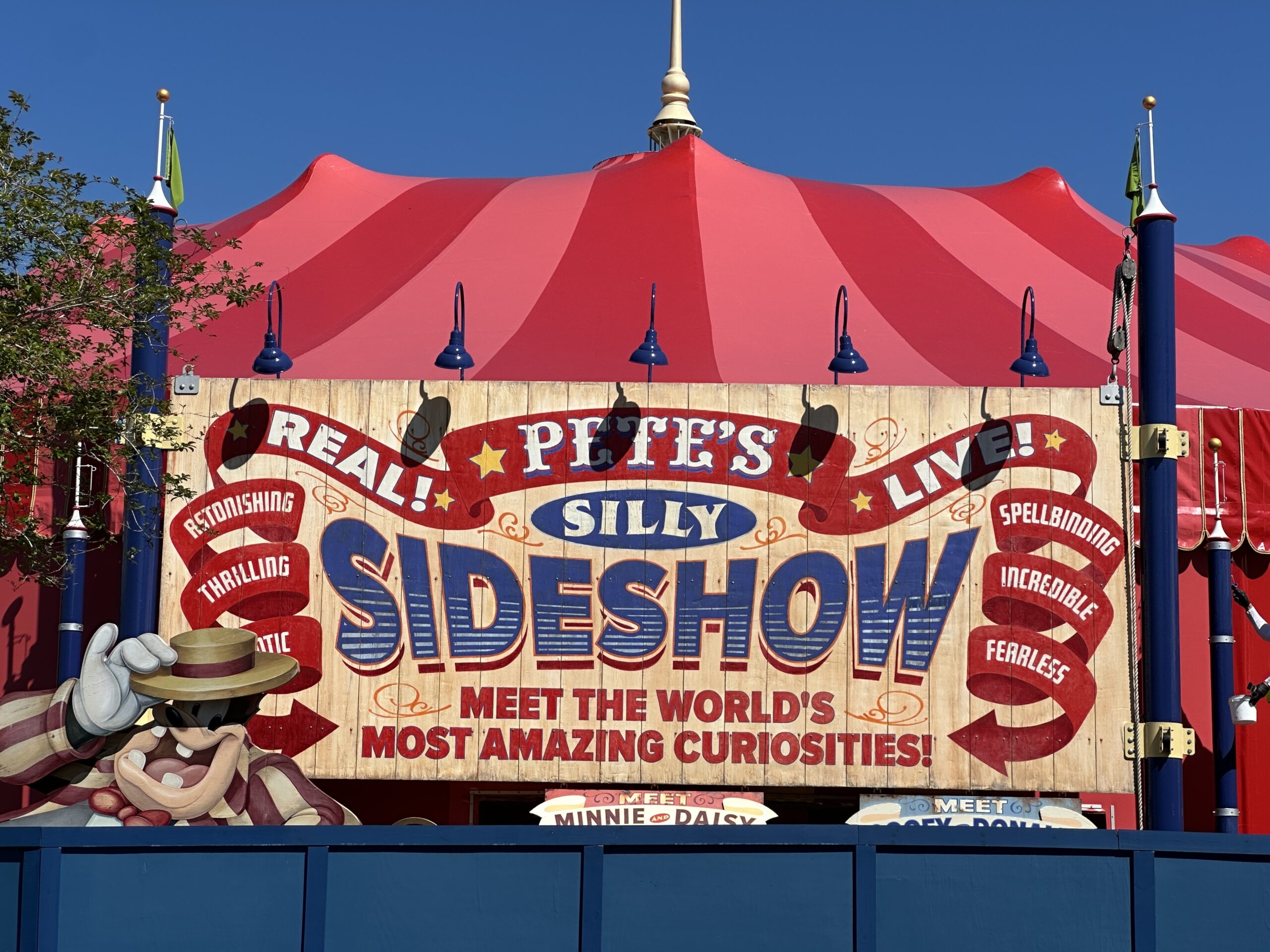 Scrim Removed From Refurbished Pete's Silly Sideshow at Magic Kingdom