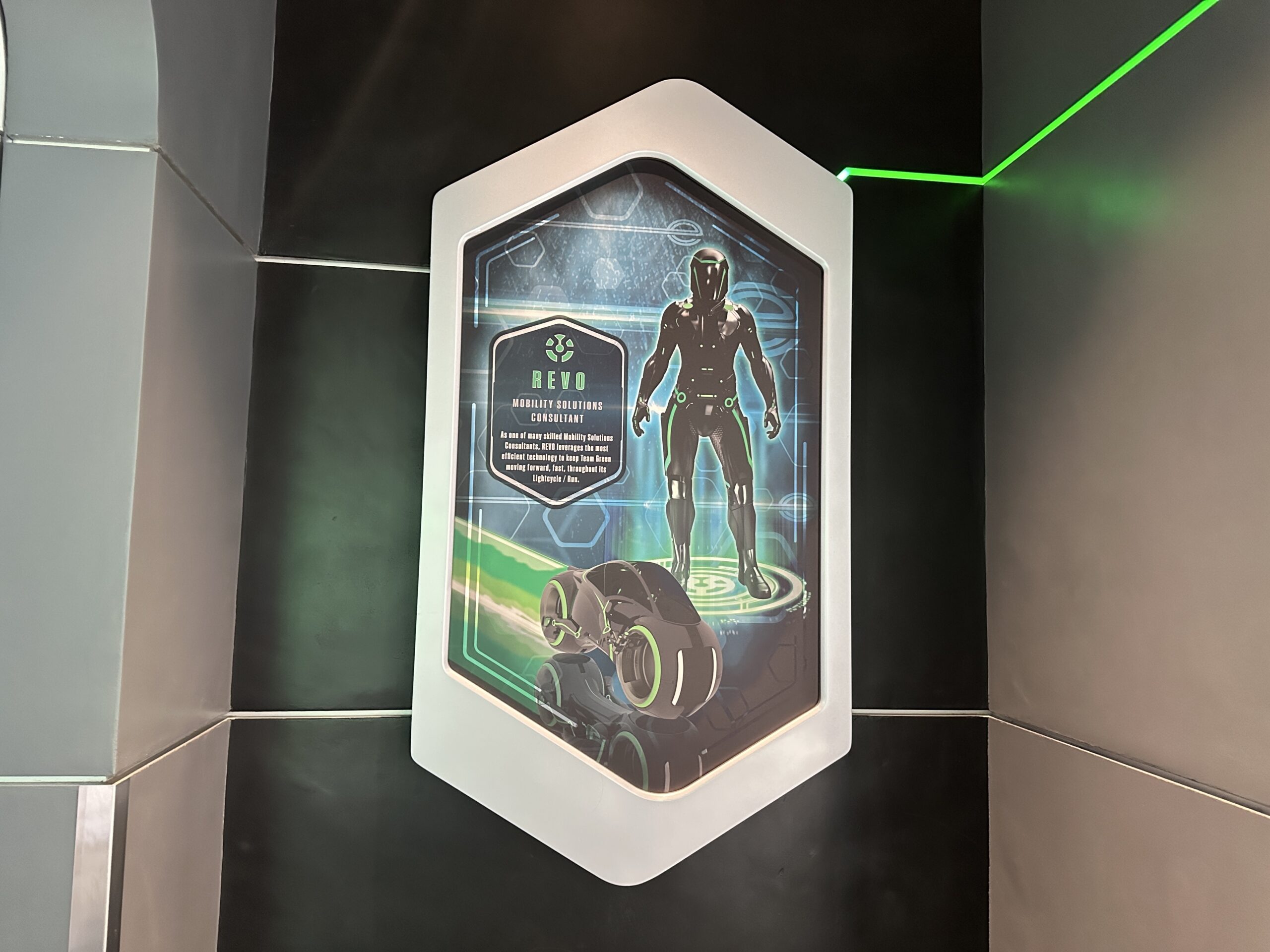 New character posters have gone up in the Team Green post-show room for TRON Lightcycle / Run at Magic Kingdom.