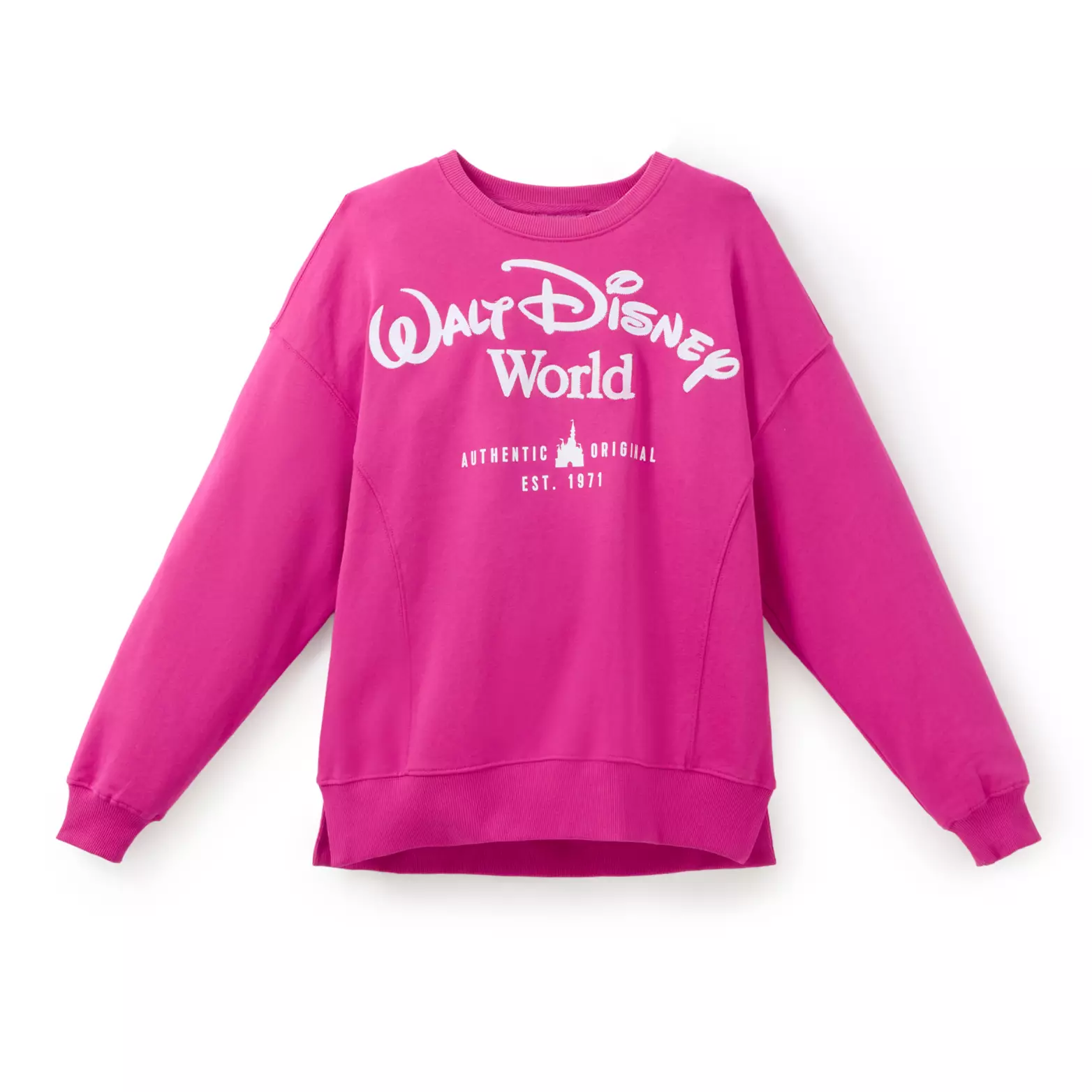 Also in berry pink, this is the same pullover as the one above except it says "Walt Disney World" across the chest in white. The bottom is also slightly different as it says "Est. 1971."