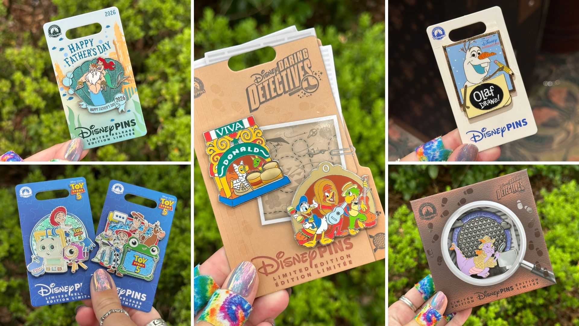 Disney World Pin Tuesday: More Daring Detectives, Father's Day, 'Toy Story 5,' and 'Olaf Draws'