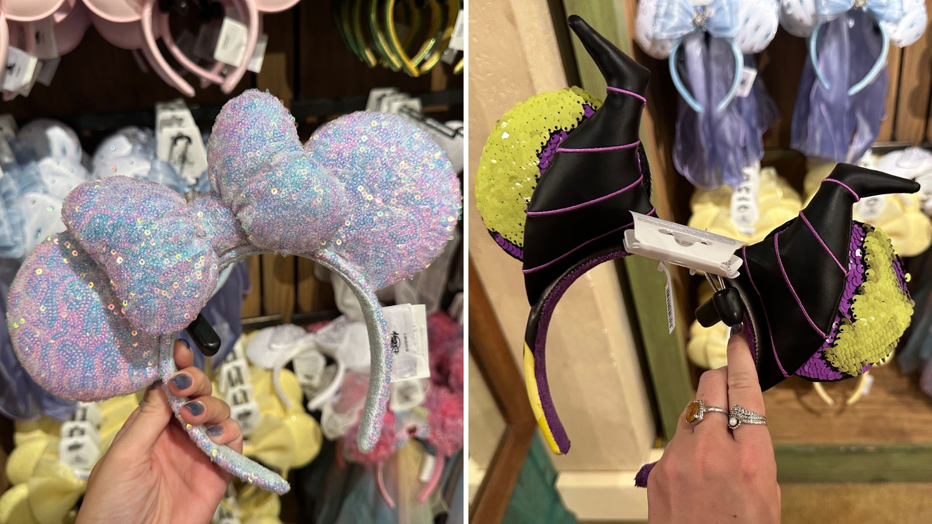 Sequined Minnie & Maleficent Ear Headbands at Walt Disney World