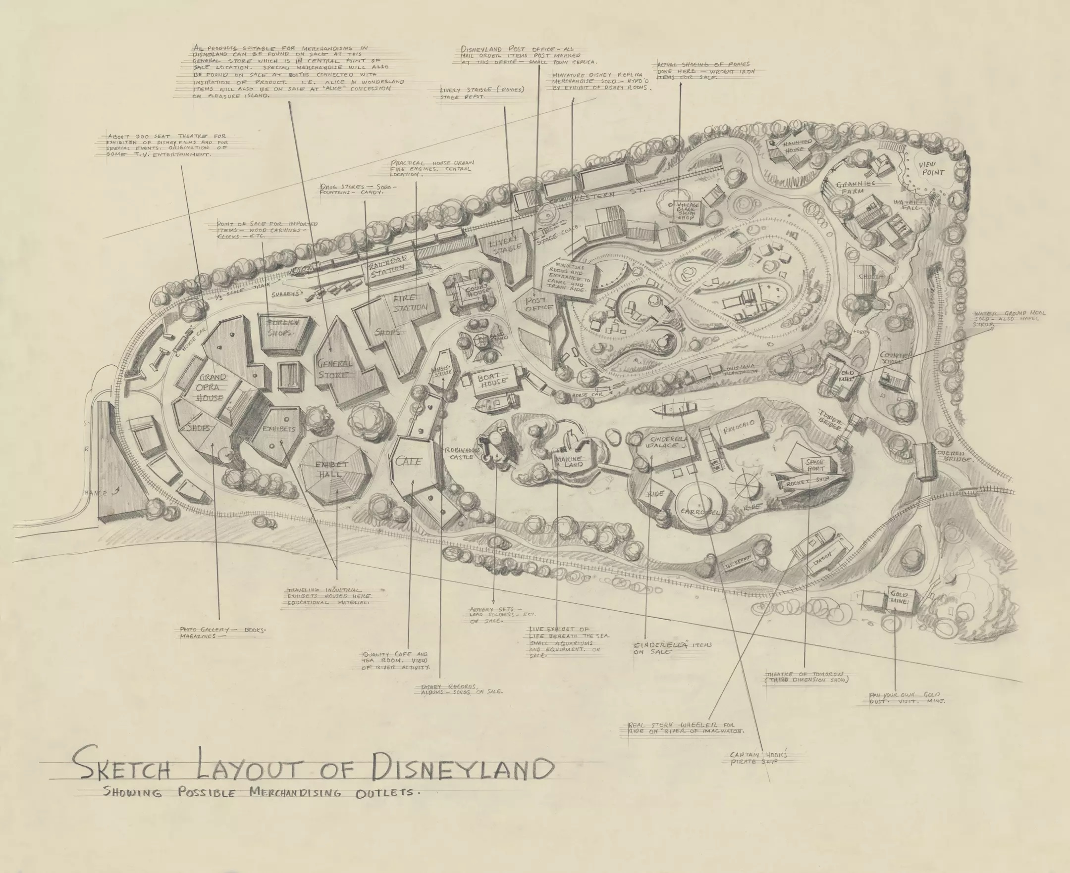 Walt Disney Imagineering has opened its art collection for a rare look at the drawings and paintings that shaped Disneyland as we know it today.