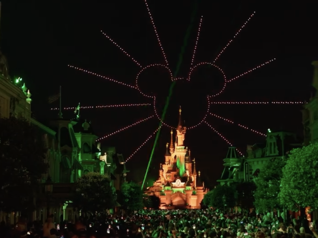 Disneyland Paris celebrated France’s national holiday with a special nighttime spectacular featuring more than 1,600 drones above Sleeping Beauty Castle.