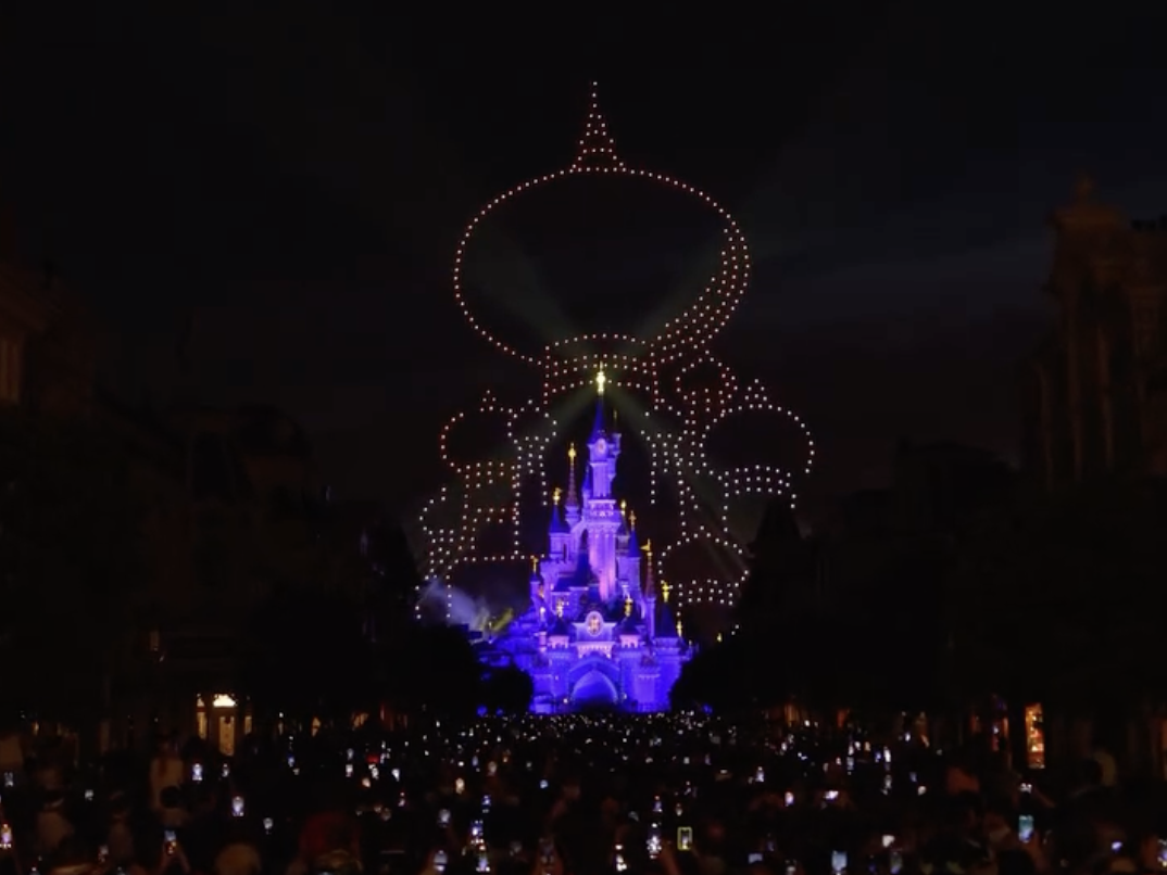 Disneyland Paris celebrated France’s national holiday with a special nighttime spectacular featuring more than 1,600 drones above Sleeping Beauty Castle.