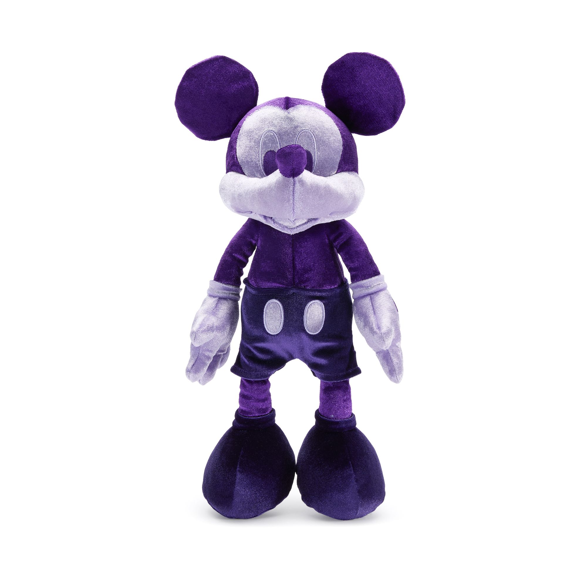 A new plush assortment inspired by the D23 color palette, featuring Mickey & Friends and Winnie the Pooh characters. Shoppable via QR code.