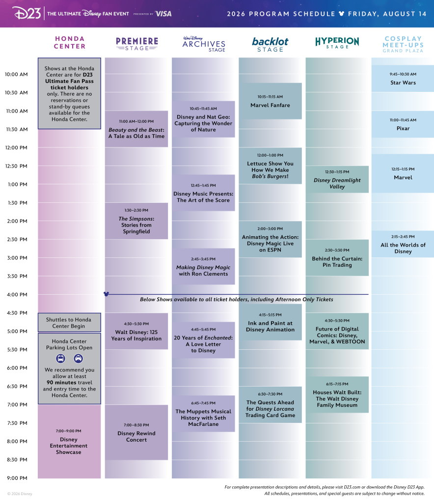 Disney Parks D23, Full Programming Lineup Announced