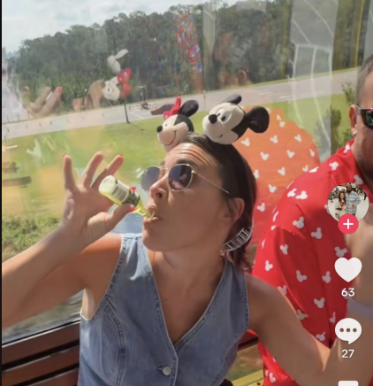 Other commenters even shared stills from other videos from the same user, one of which shows one member of the group drinking alcohol on the Skyliner, which is also not allowed. Or pointed to comments in the now-deleted video in which the poster defended the behavior after drinking too much at EPCOT.