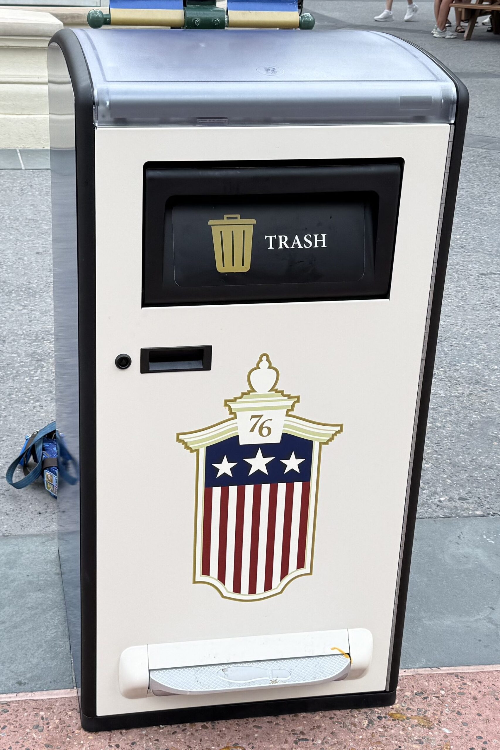 The American Adventure at EPCOT received Disney's updated trash can treatment at just in time for the Fourth of July.