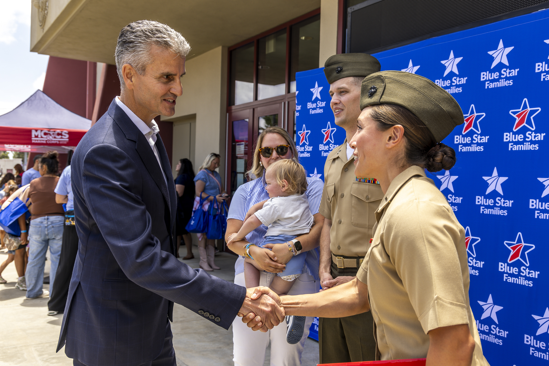 Hundreds of military families in California were treated to a celebratory day filled with Pixar characters, giveaways, and a surprise gift directly from Disney CEO Josh D'Amaro.