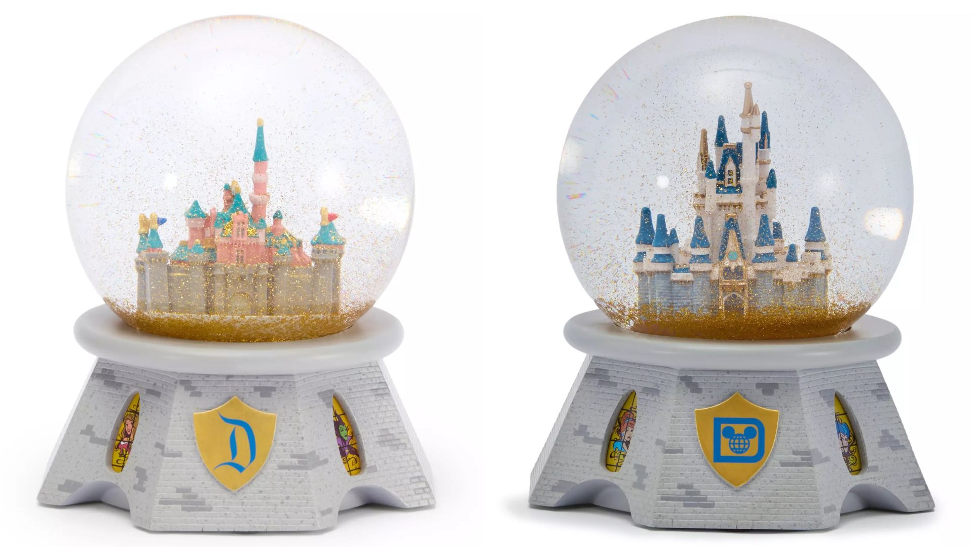 Sleeping Beauty Castle & Cinderella Castle Light-Up Snow Globes From Disney Store