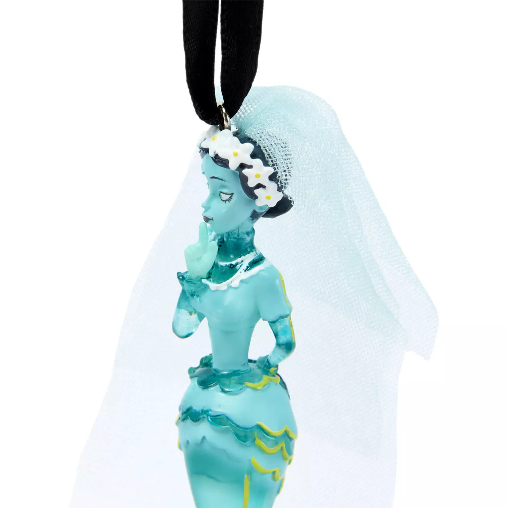 Another ornament depicts the Bride a.k.a. Constance Hatchaway. She's made of partially translucent sculpted resin with a long tulle veil.