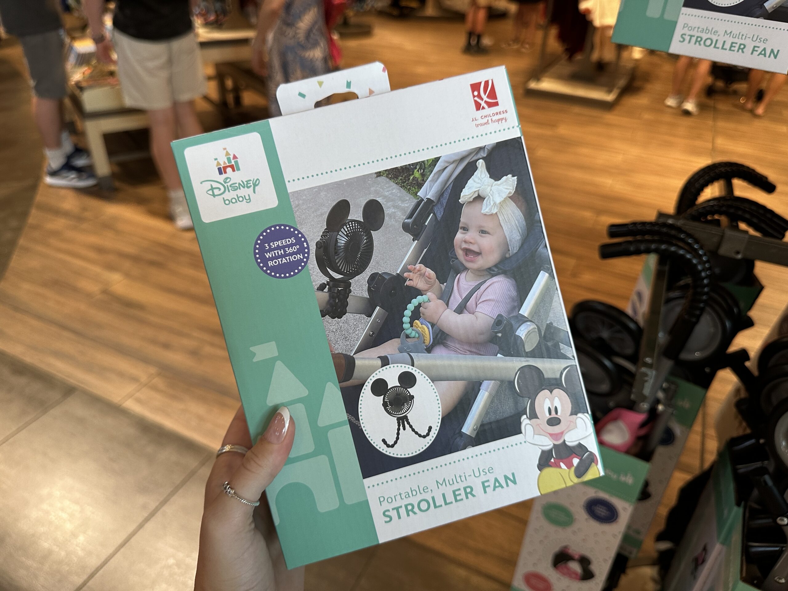 This stroller fan by Disney Baby has been used by guests all over the parks for years, though we haven't ever seen it for sale in the parks before. Expectedly, it is still more expensive at Disney World than at online or brick-and-mortar retailers. Today, the stroller is selling at Disney World for $30. However, it is cheaper at: