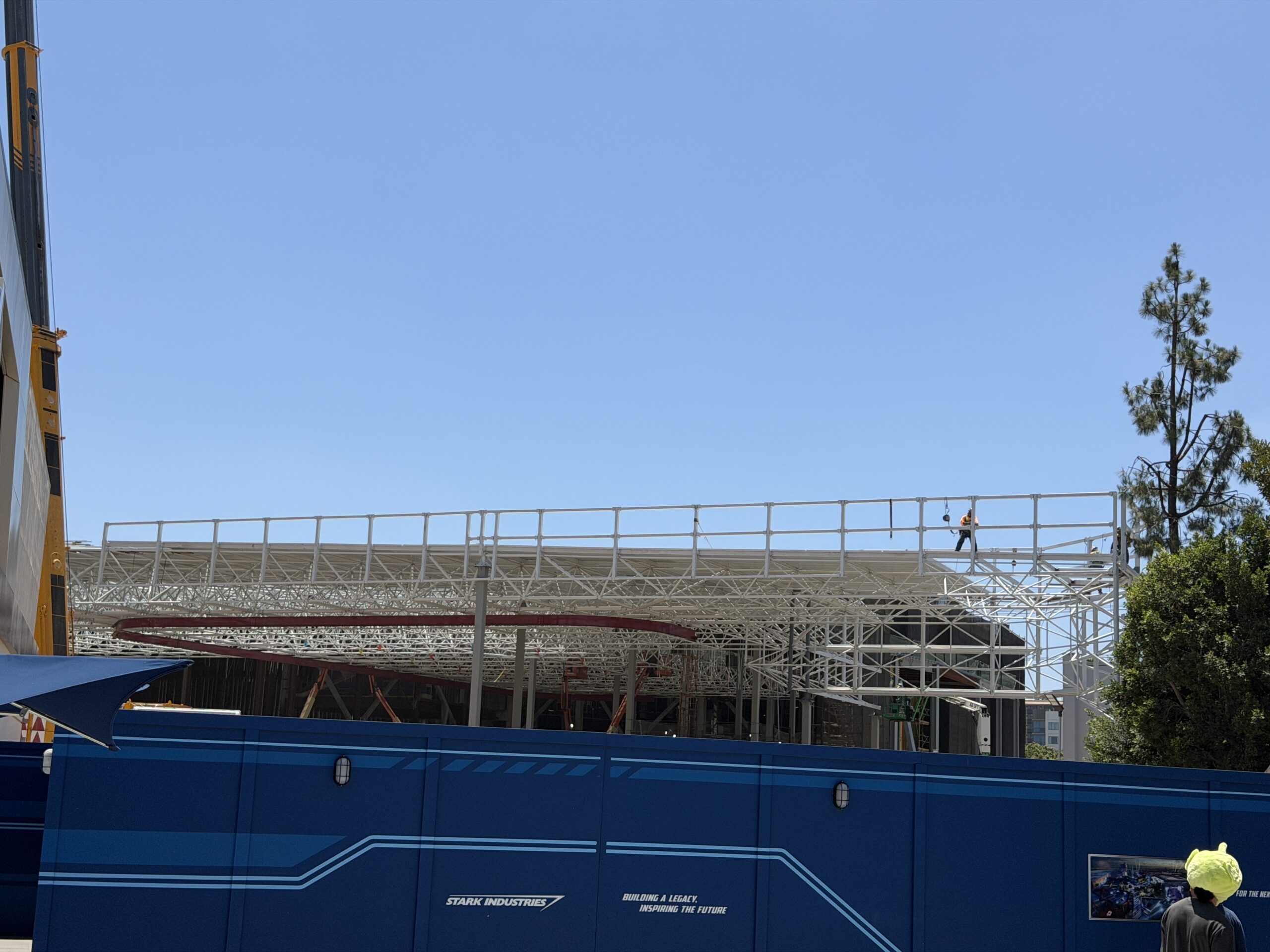 Construction continues to progress at Disney California Adventure for the Avengers Campus expansion, with the latest changes including a new rail being installed.