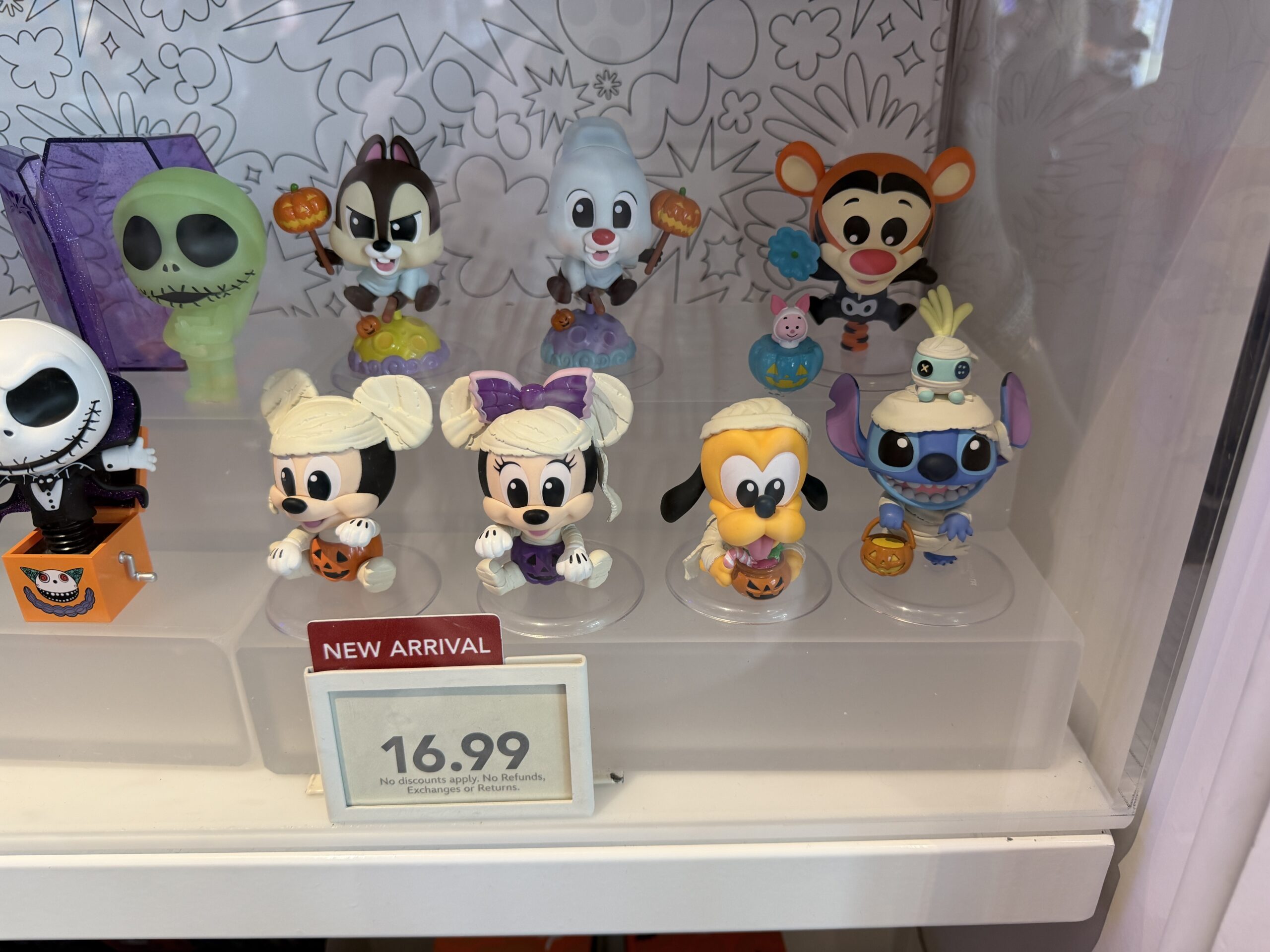 Eight different Halloween versions of favorite Disney characters are available in this mystery figure set.