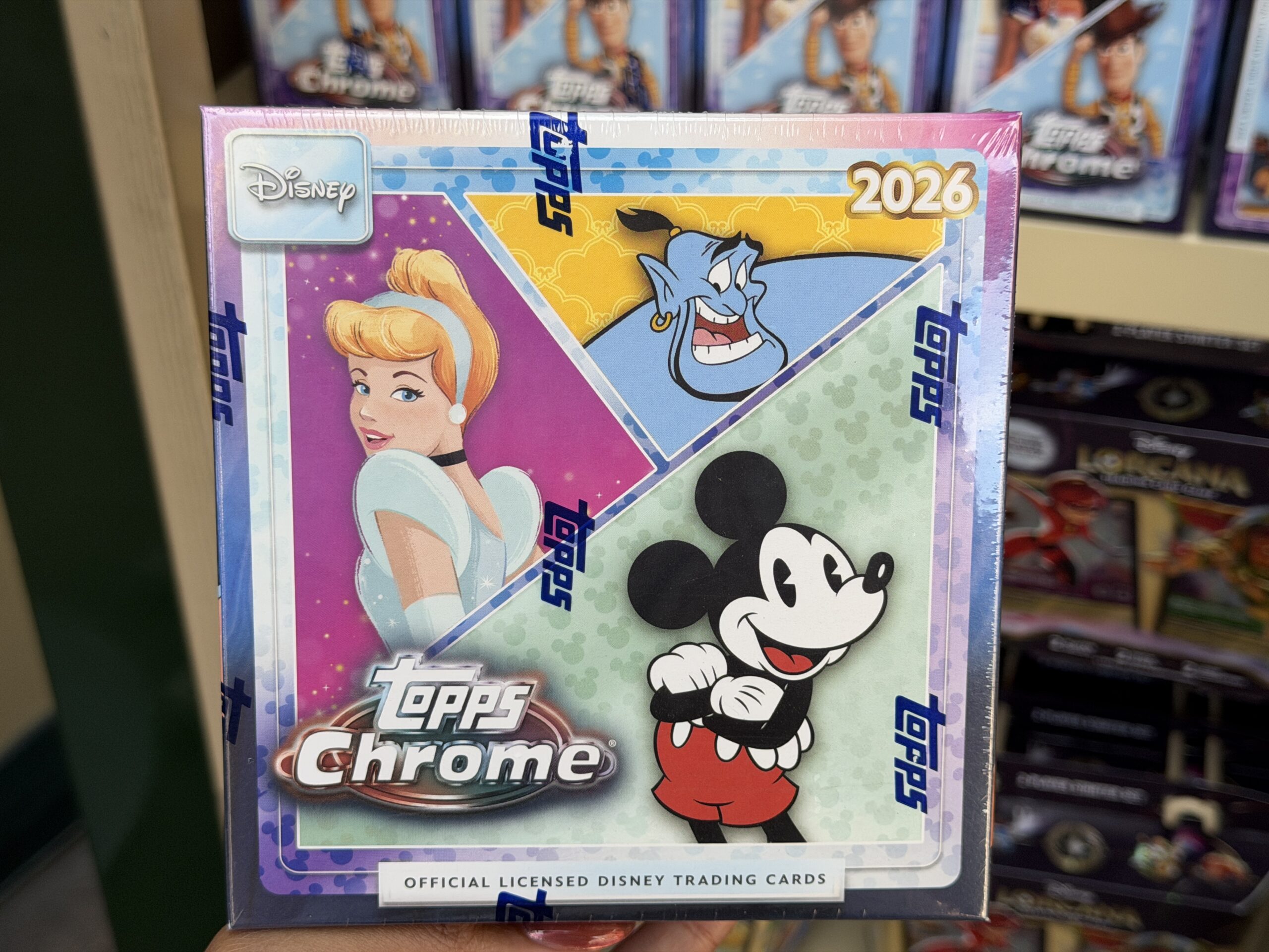 New Topps Chrome sets at Disneyland features cards from Toy Story, Moana, High School Musical, and more.