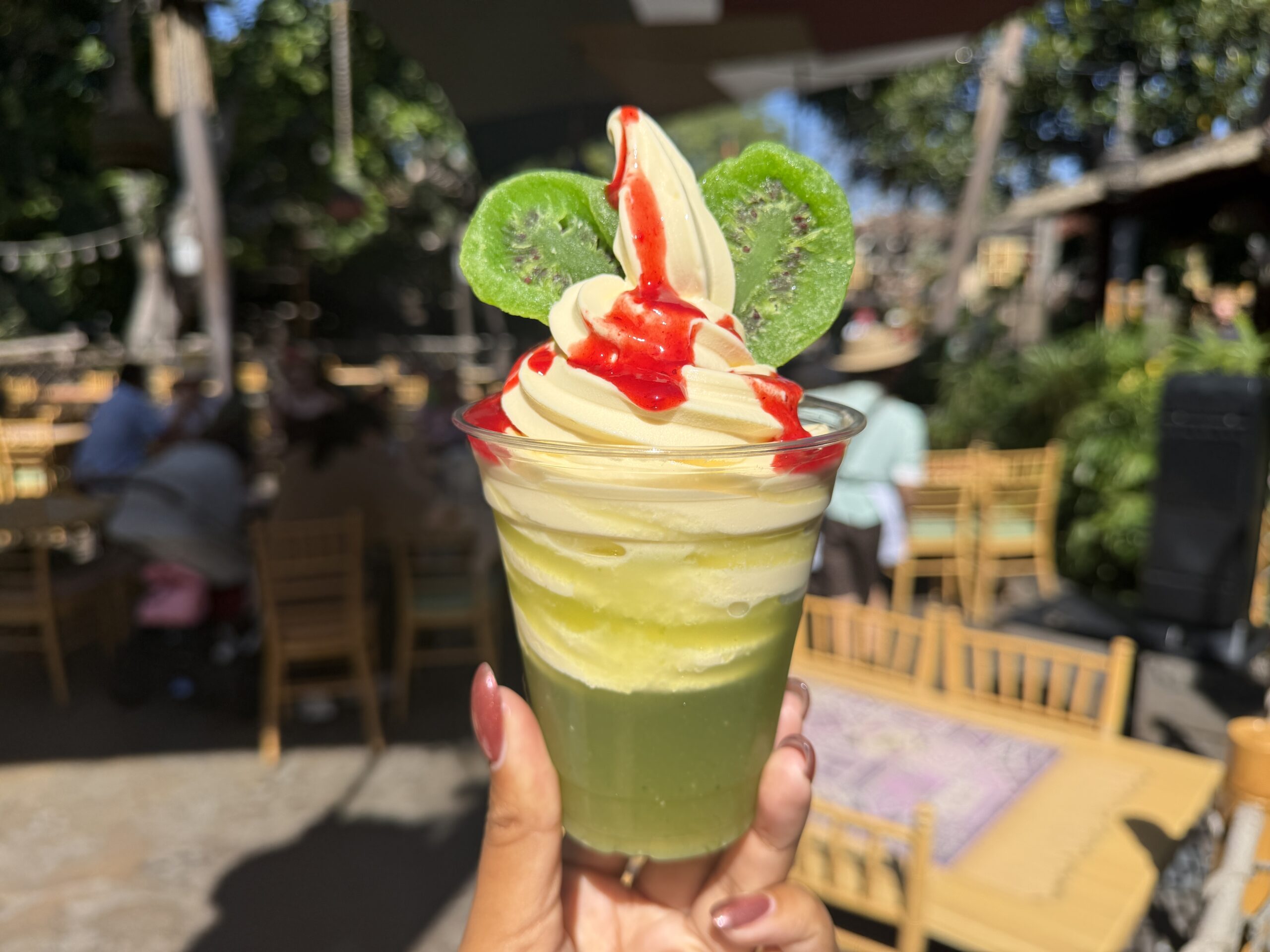 DOLE Whip pineapple with cucumber lime agua fresca, chamoy, and candied kiwi