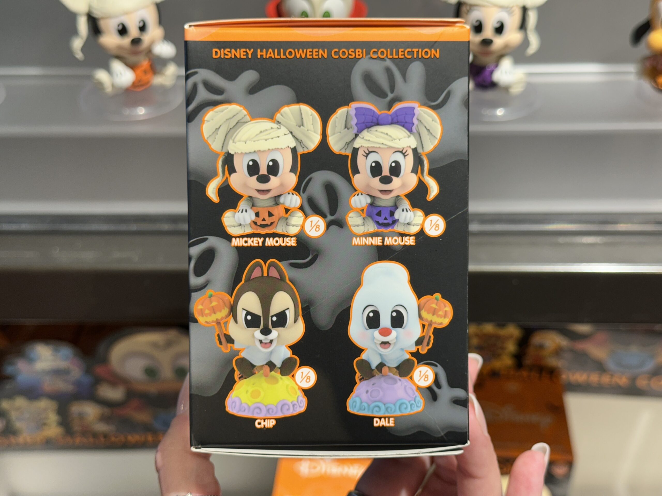 Each figure has a 1/8 chance of being received except for the mystery Donald figure, which is 1/48. The other figures include: