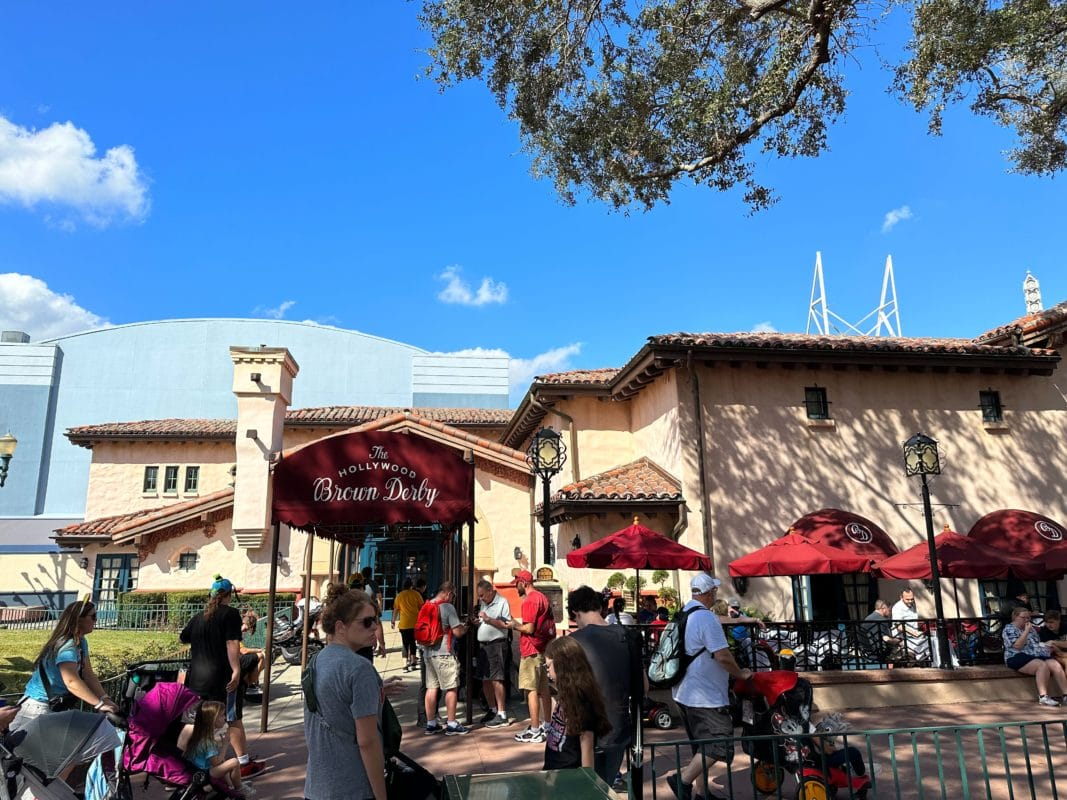 The Hollywood Brown Derby Lounge is still operating, but at the restaurant’s smaller side patio area. Disney still has not announced details of the refurbishment.