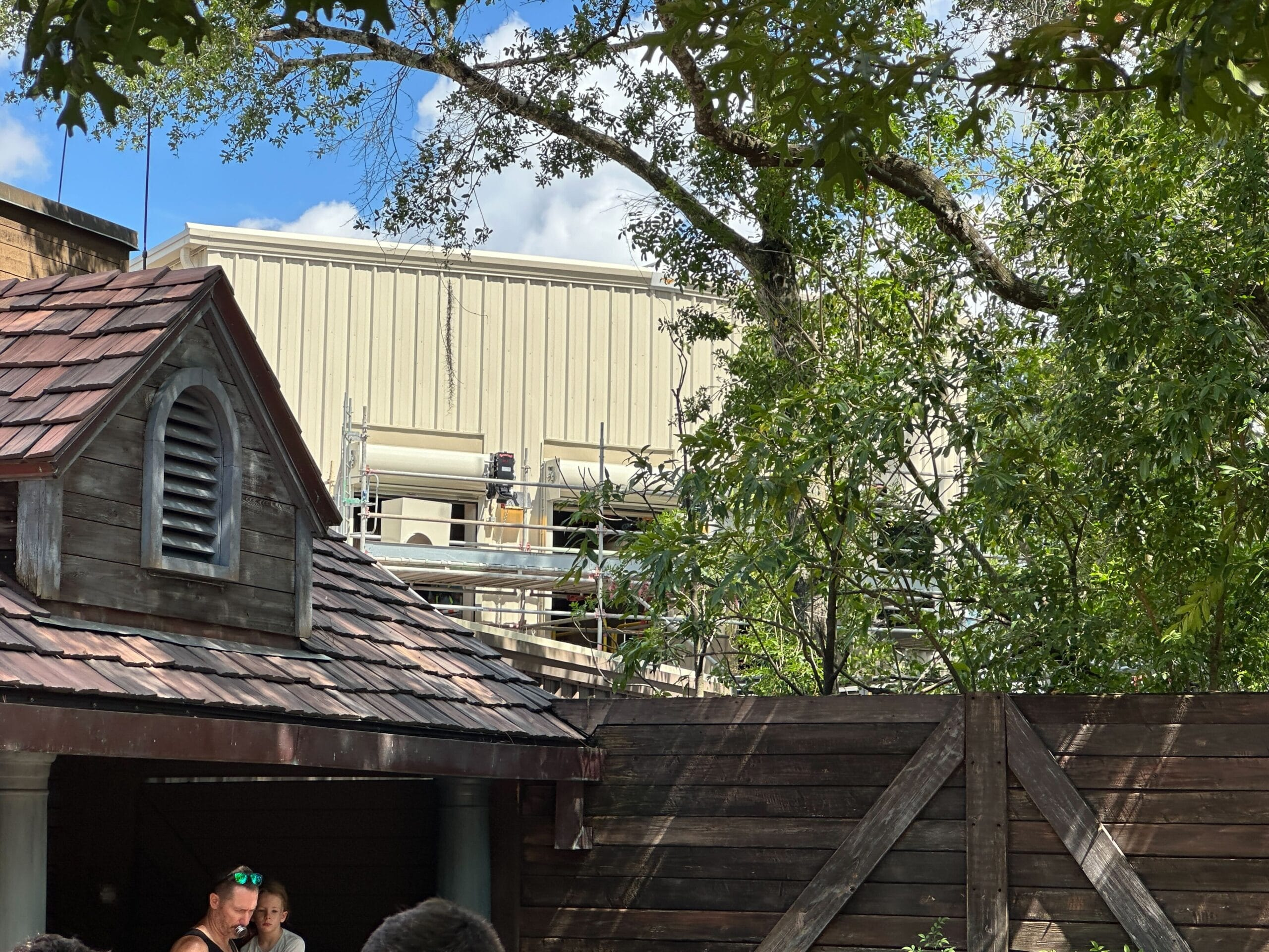 The Big Thunder Mountain Railroad vehicle barn is where attraction trains go for maintenance. The former barn was removed in February 2025.