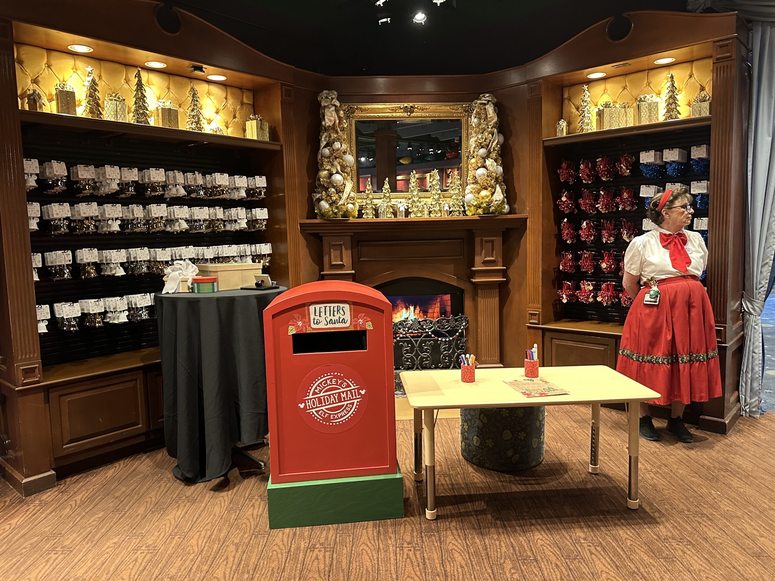 During our visit to Disney Springs today, July 9, we spotted the Letters to Santa station officially back open for business at Disney's Days of Christmas. Cast Members we spoke to believe it will stay out for the remainder of the year up to the Christmas holiday—though we cannot confirm that at the time of writing.