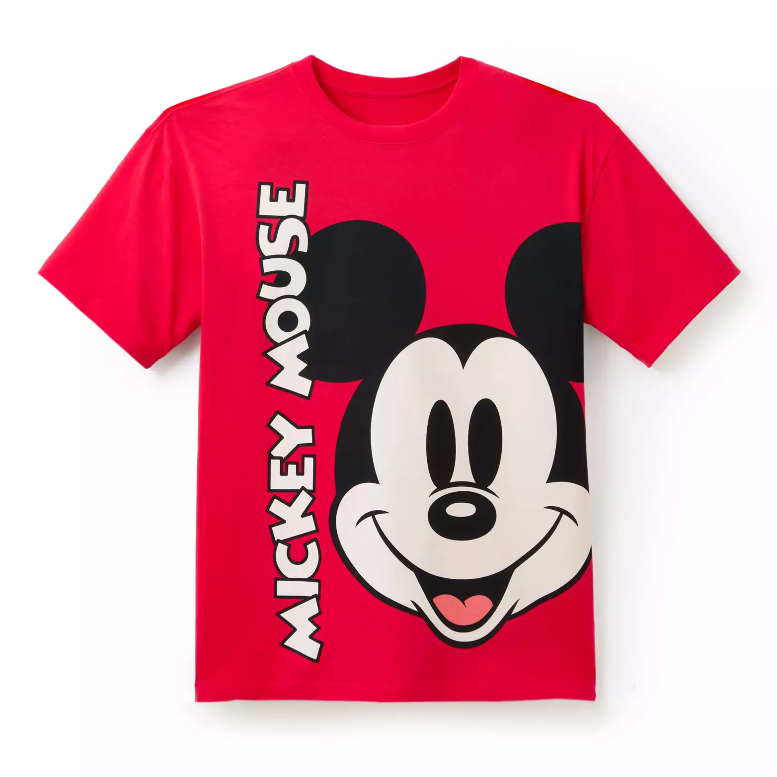 Another Mickey tee is solid red with the main mouse’s face pictured on the front. The Walt Disney World wordmark is down the side.