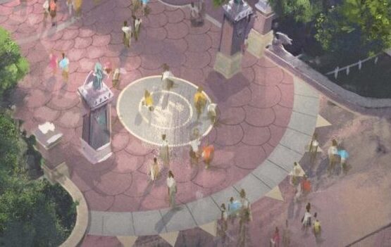 Aerial Photos Reveal First Themed Concrete and Entrance Columns Trashed at Monstropolis