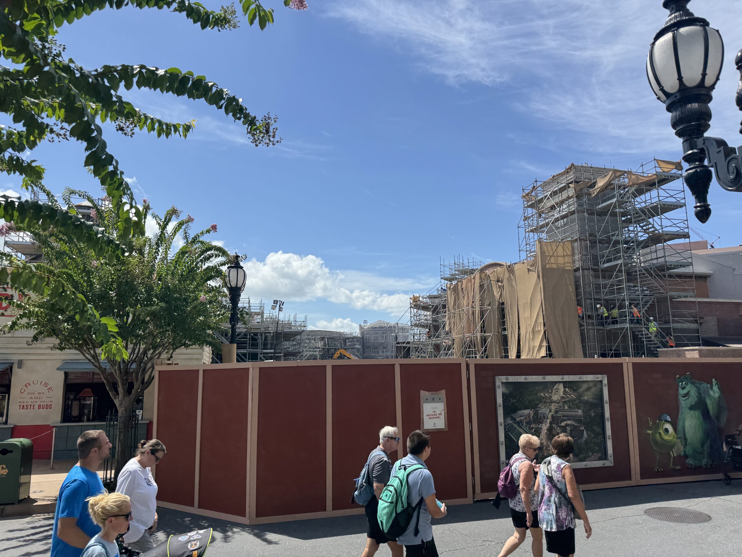 Although one column remained standing on our last update, none of the entrance columns are up anymore. Disney is either making a design change or there has been an error in the column placement.