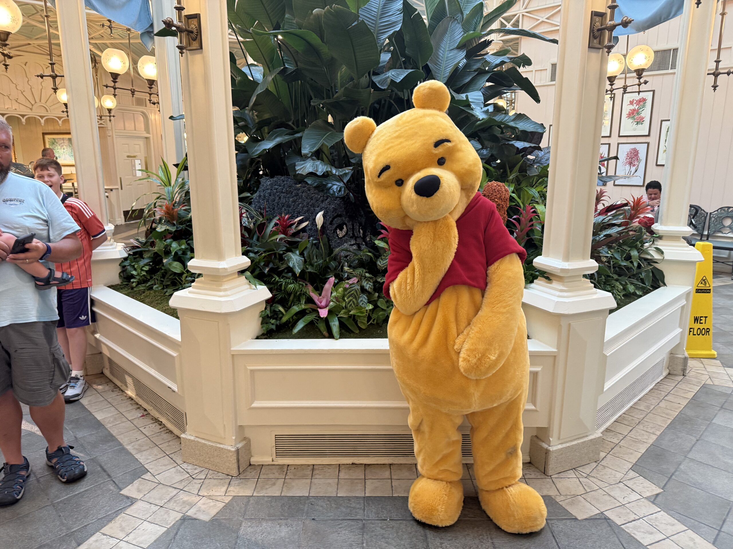Guests can still meet Pooh (as well as his other friends) at Crystal Palace; they just have to go to the bear themselves now. While the others are still parading around the dining rooms, Pooh can be found up near the front of the restaurant.