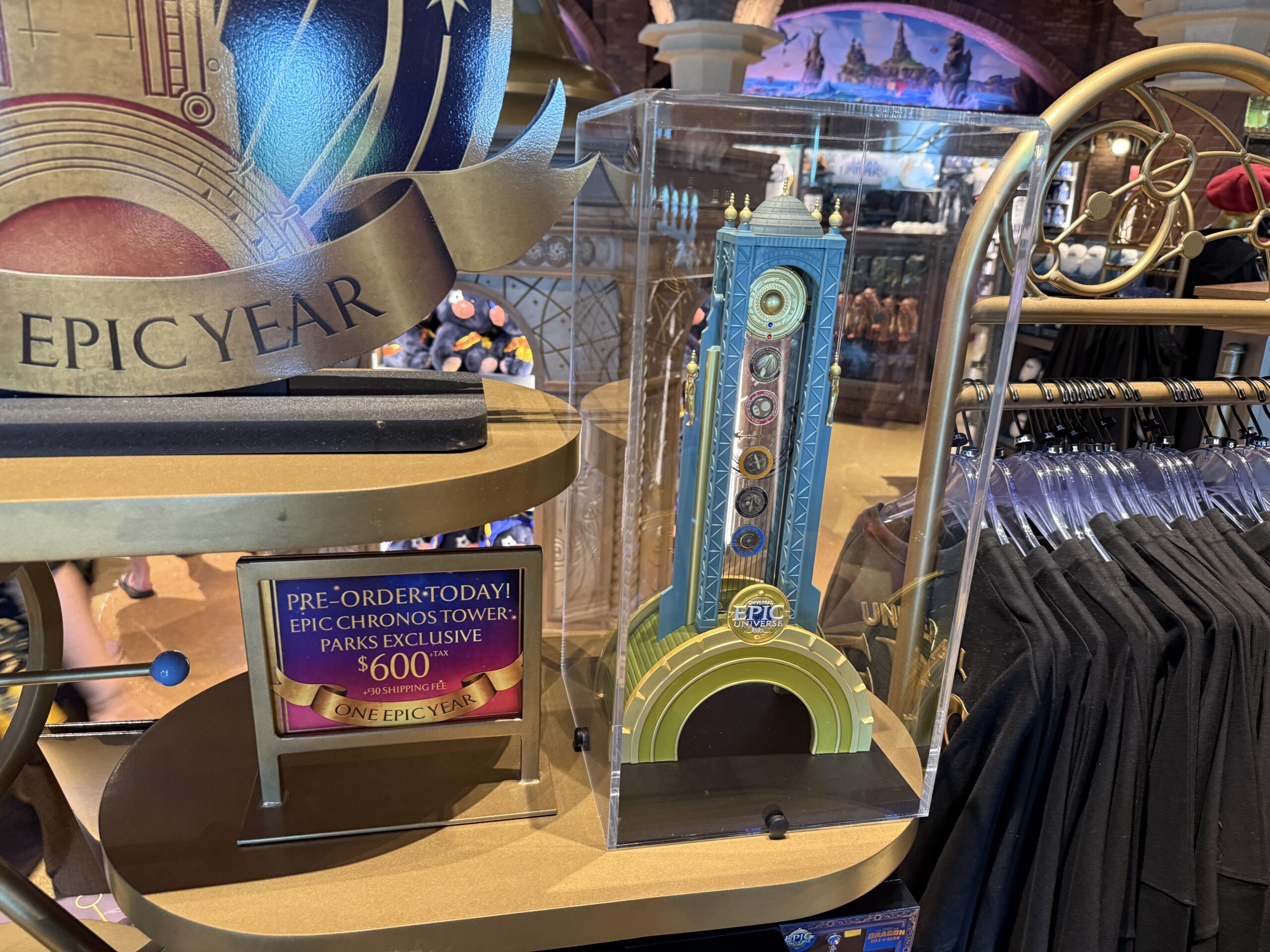 Pre-order this park-exclusive Chronos Tower based on the Epic Universe entrance. It includes five coins representing each "world" of Epic Universe (these are also available to purchase separately, below).
