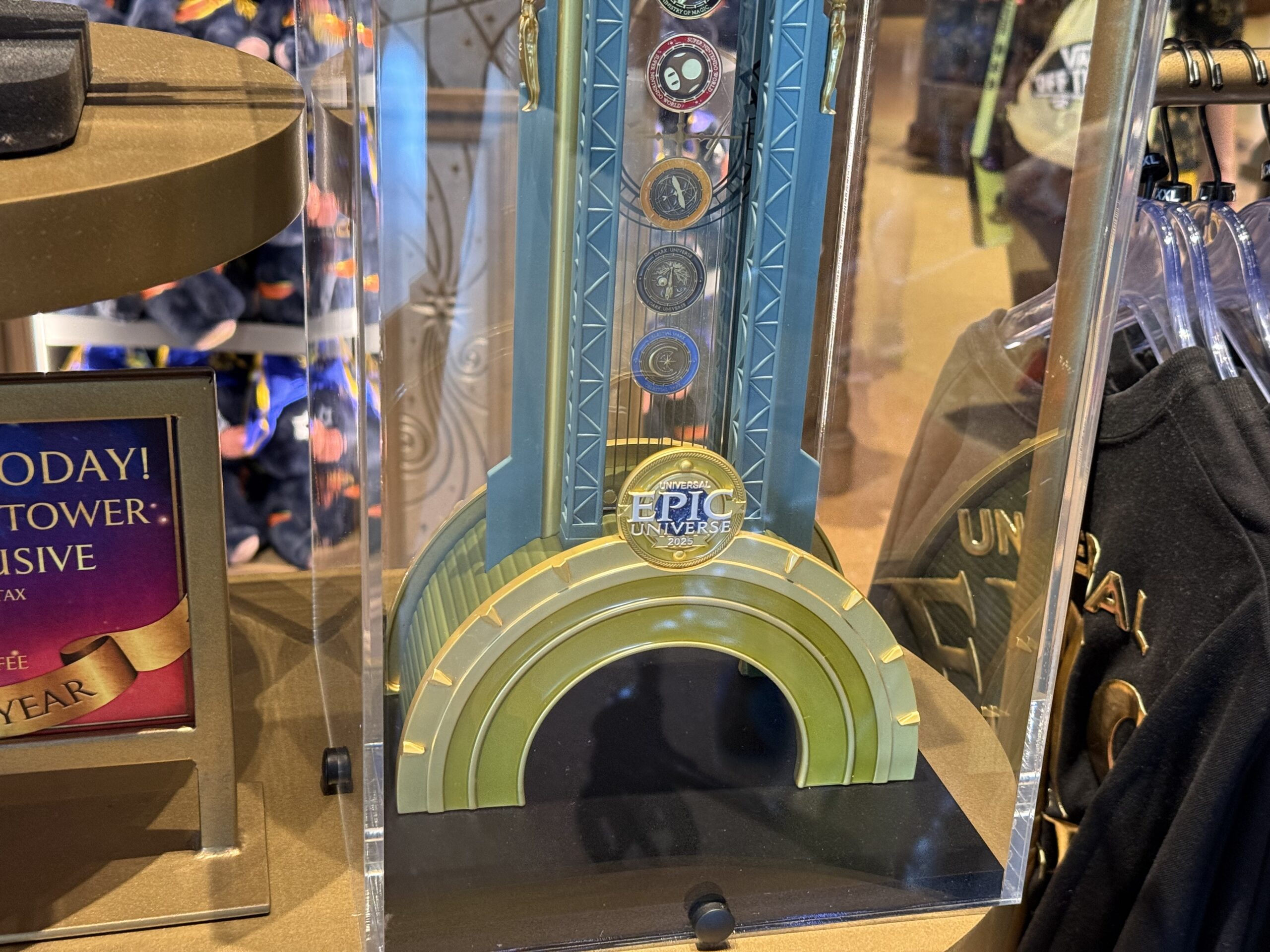 Pre-order this park-exclusive Chronos Tower based on the Epic Universe entrance. It includes five coins representing each "world" of Epic Universe (these are also available to purchase separately, below).