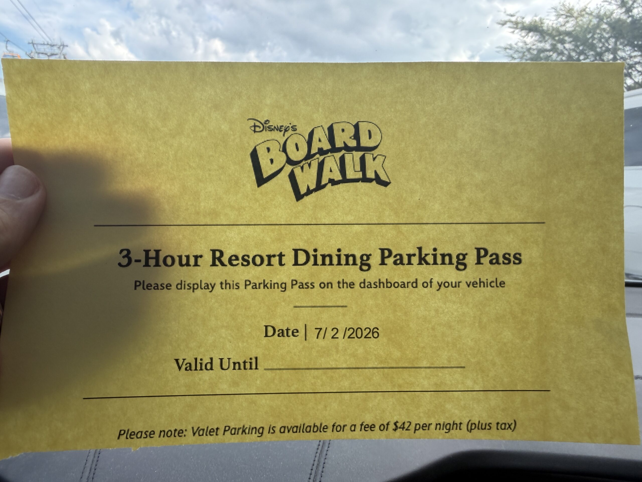 Disney's BoardWalk Resort and other Walt Disney World Resort hotels are once again giving guests with dining reservations paper parking passes.