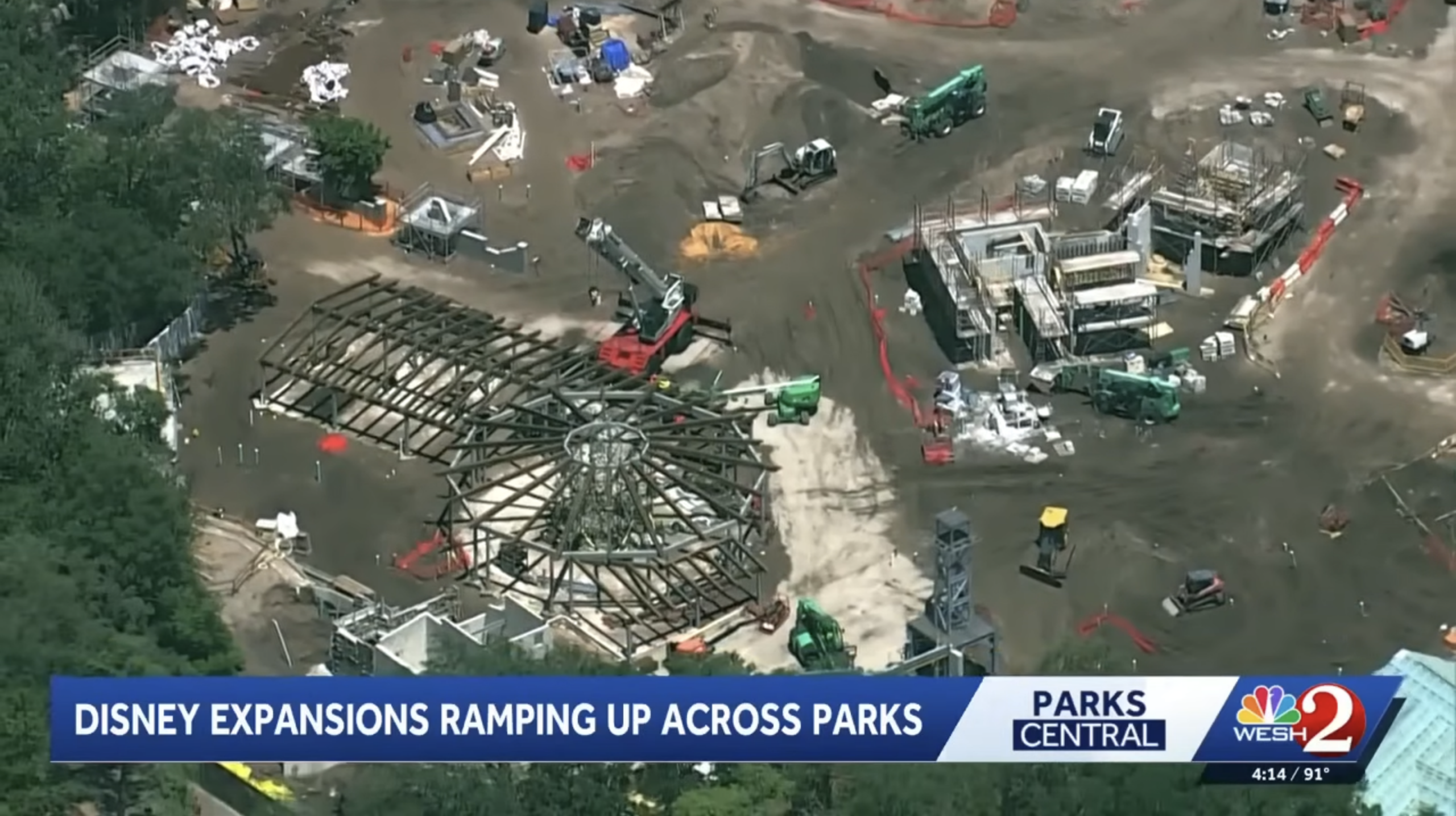 WESH 2 sent a helicopter over Walt Disney World, giving us an updated aerial look at construction projects, most notably Tropical Americas in Disney's Animal Kingdom.