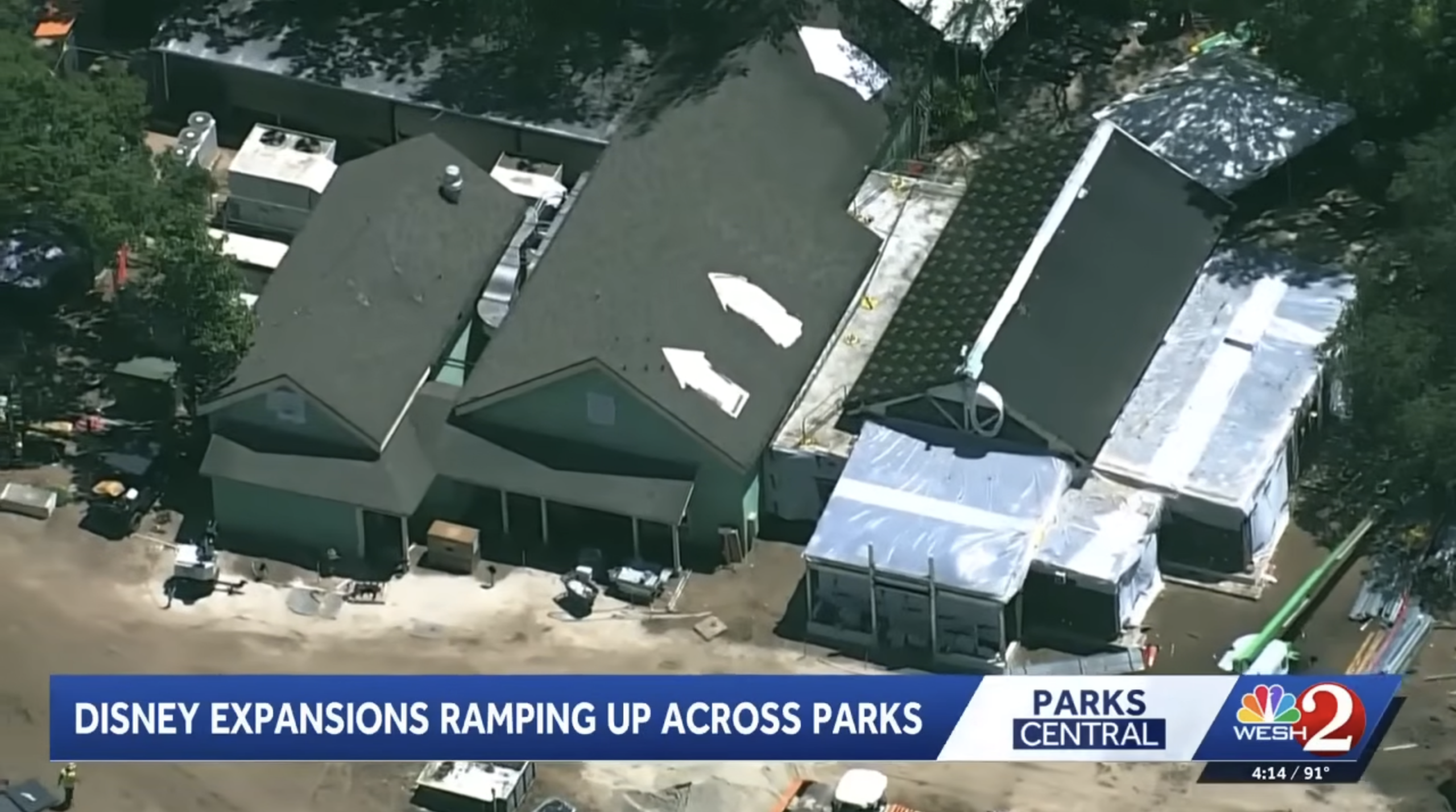 WESH 2 sent a helicopter over Walt Disney World, giving us an updated aerial look at construction projects, most notably Tropical Americas in Disney's Animal Kingdom.
