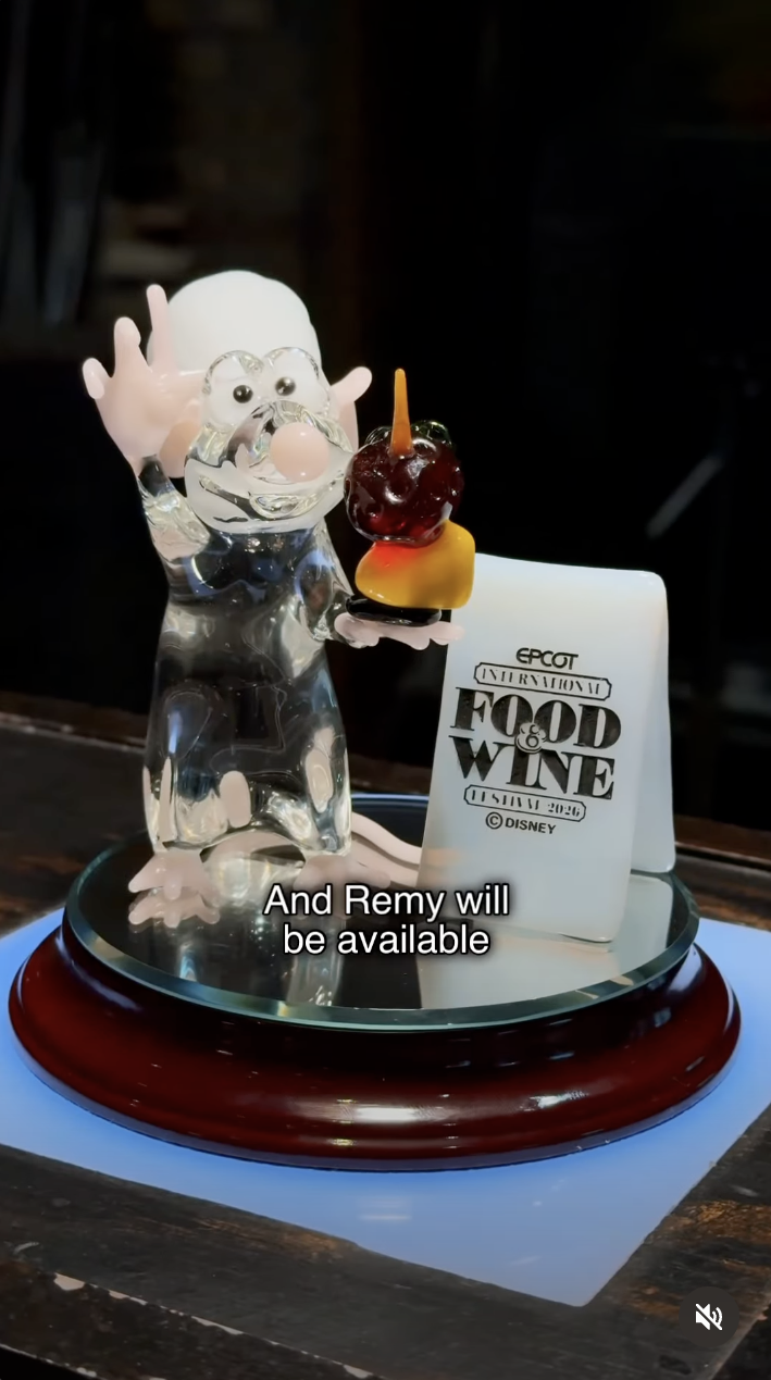 Arribas Brothers will offer a new version of their Remy glass figure exclusively during the 2026 EPCOT International Food & Wine Festival.