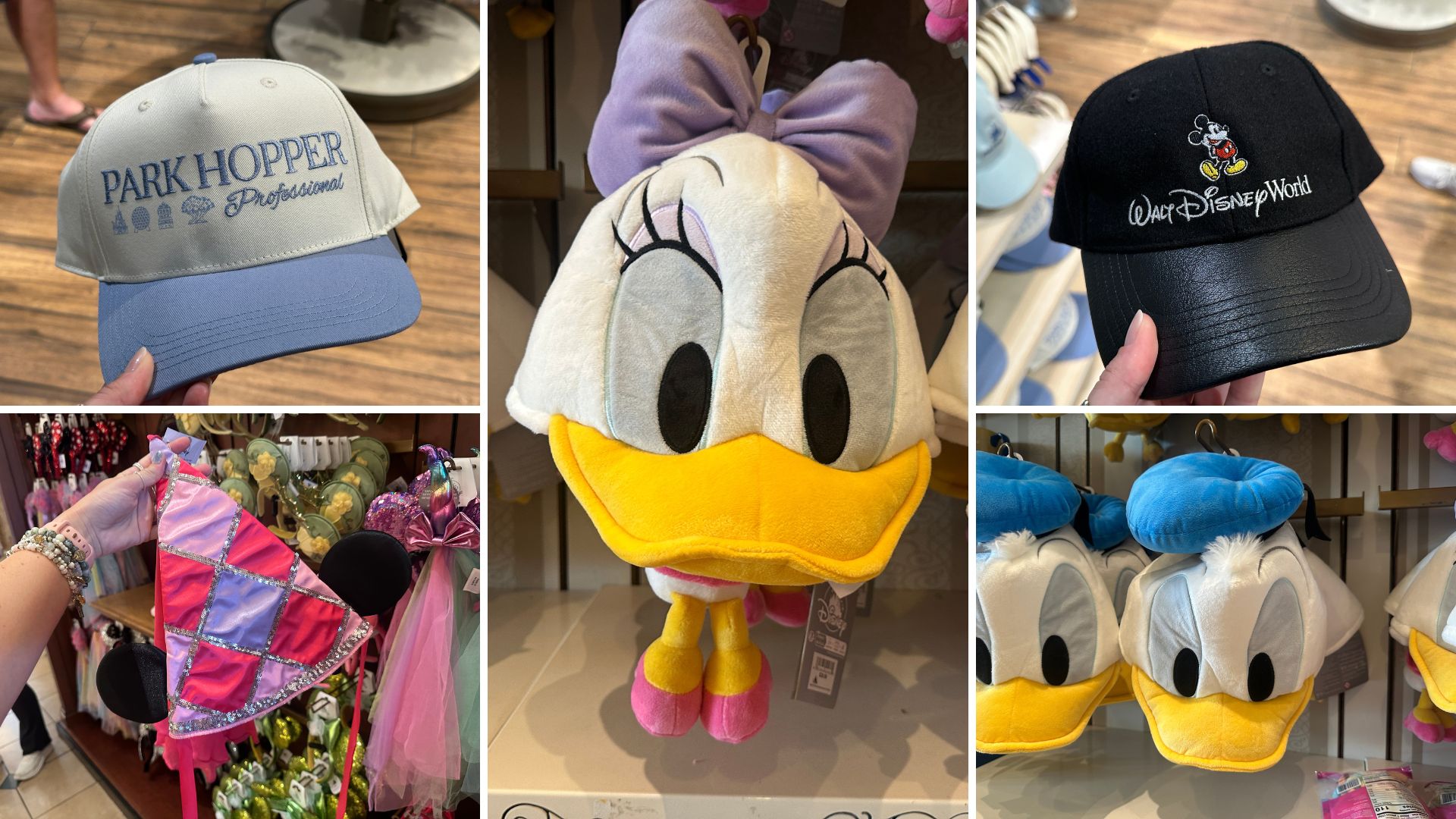 Donald & Daisy Plush Hats, Minnie Princess Hat, Baseball Caps at Walt Disney World