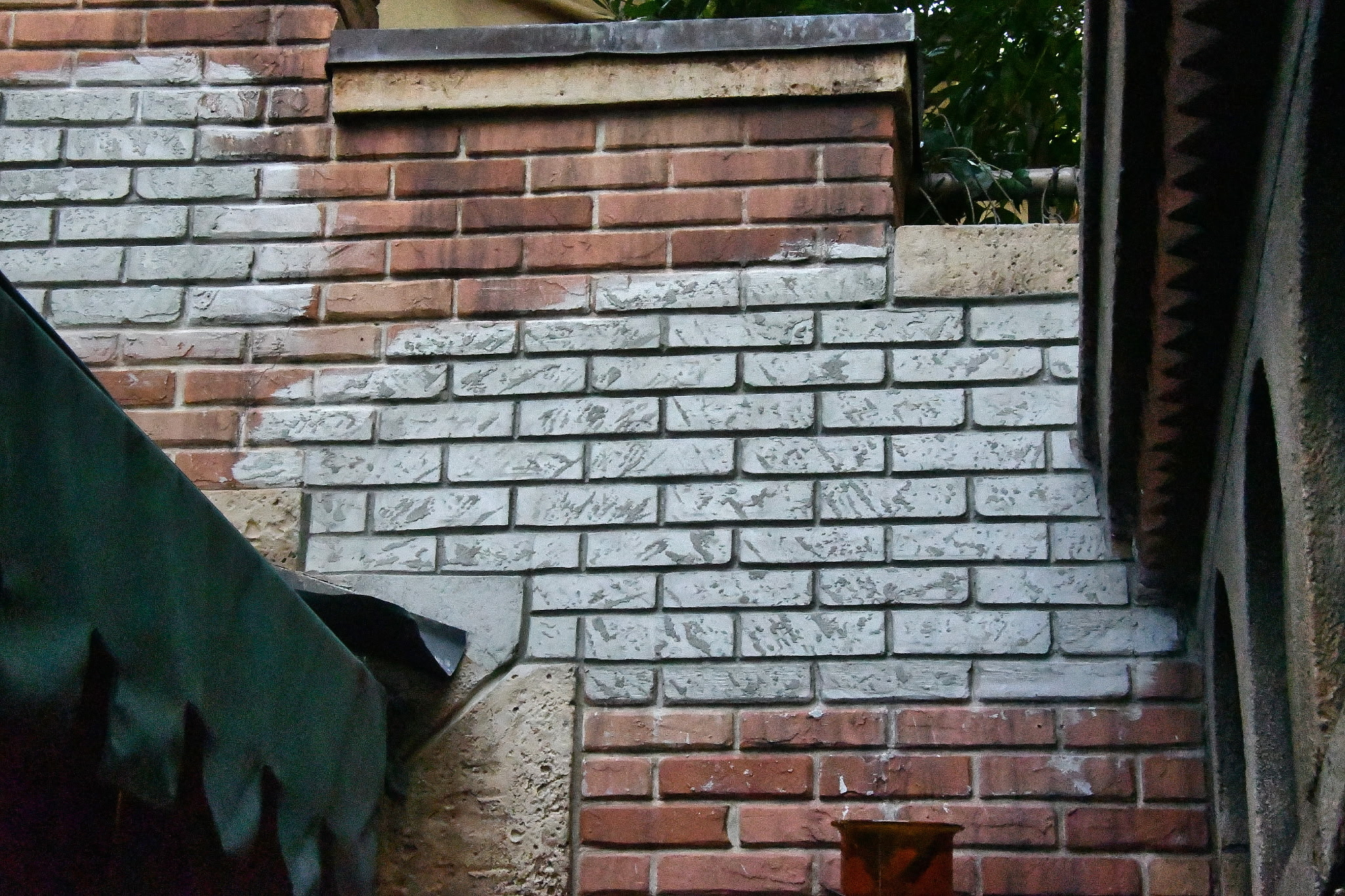 There is also a brick wall near the exit with unfinished whitewashing segments on it. It appears this area isn't finished yet but is now uncovered.