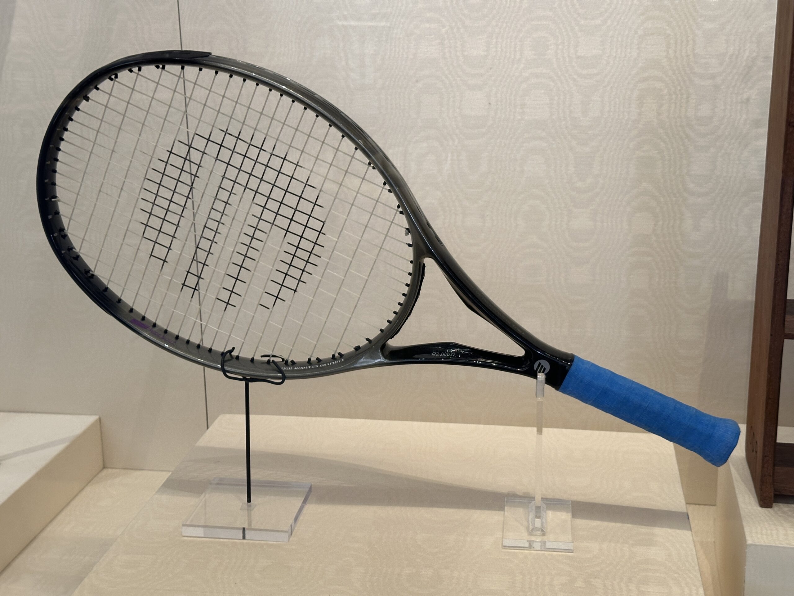 Among the "Public Lives, Personal Memories" display is a tennis racket from 1992. This belonged to President George H. W. Bush and is on loan from the George H. W. Bush Presidential Library and Museum in College Station, Texas.