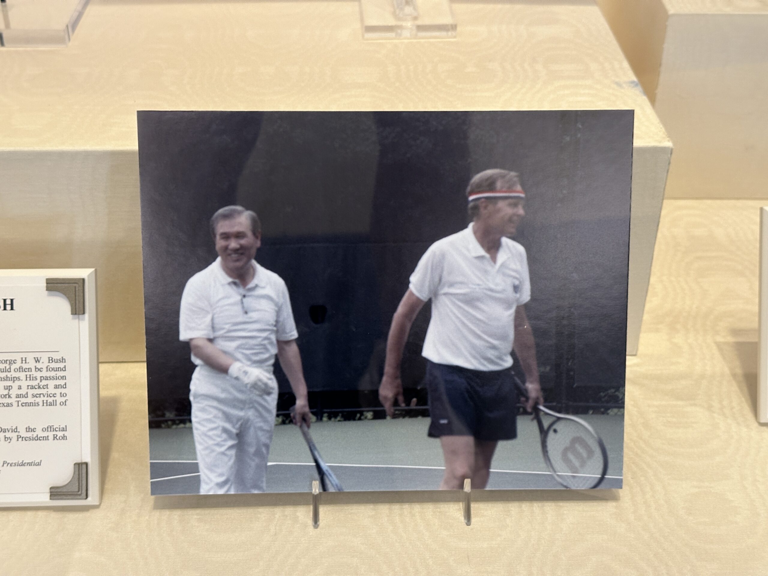Among the "Public Lives, Personal Memories" display is a tennis racket from 1992. This belonged to President George H. W. Bush and is on loan from the George H. W. Bush Presidential Library and Museum in College Station, Texas.