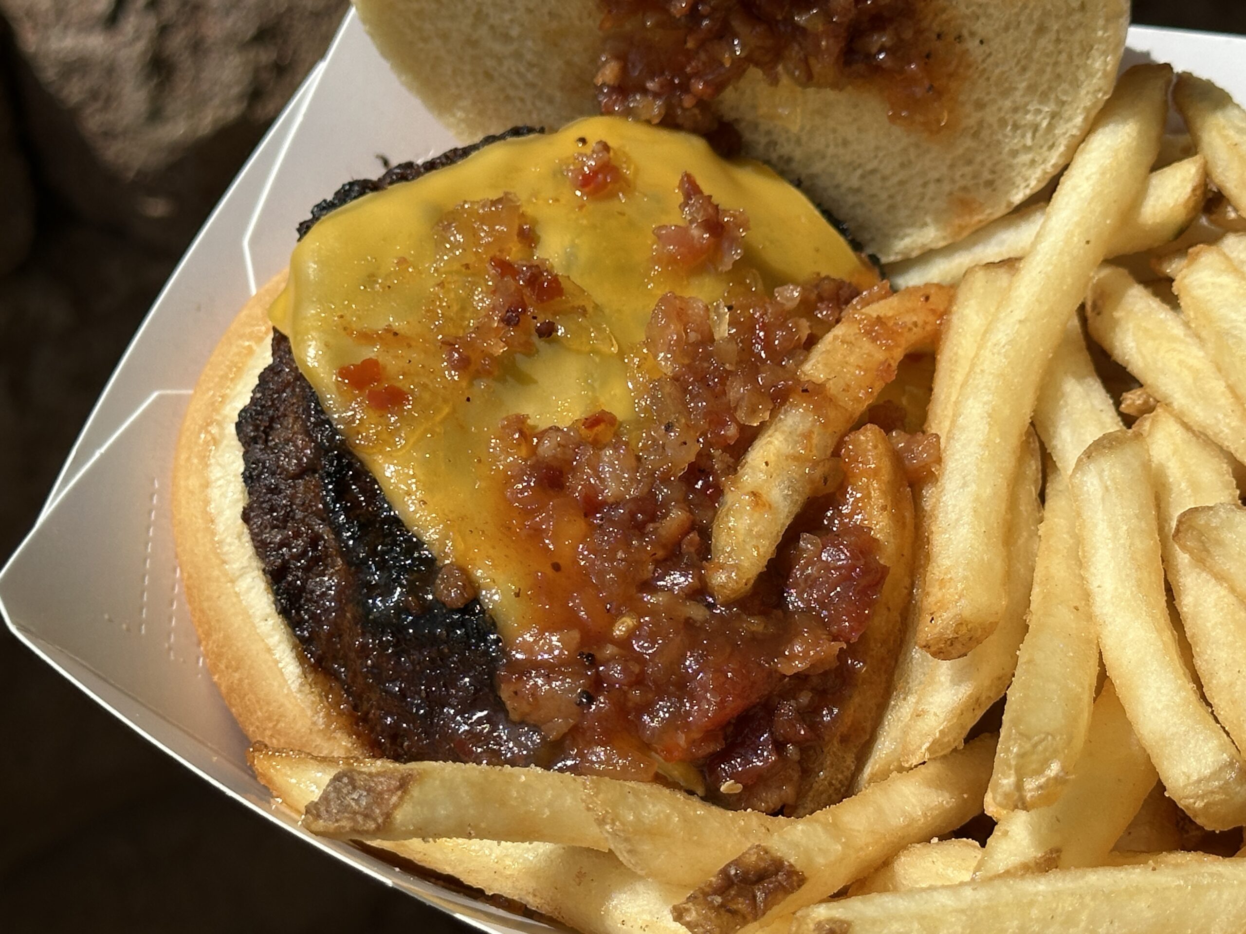 Barbecue Bacon Cheeseburger - $14.79
Angus Beef, American Cheese, House-made Bacon Jam, and Barbecue Sauce with French Fries