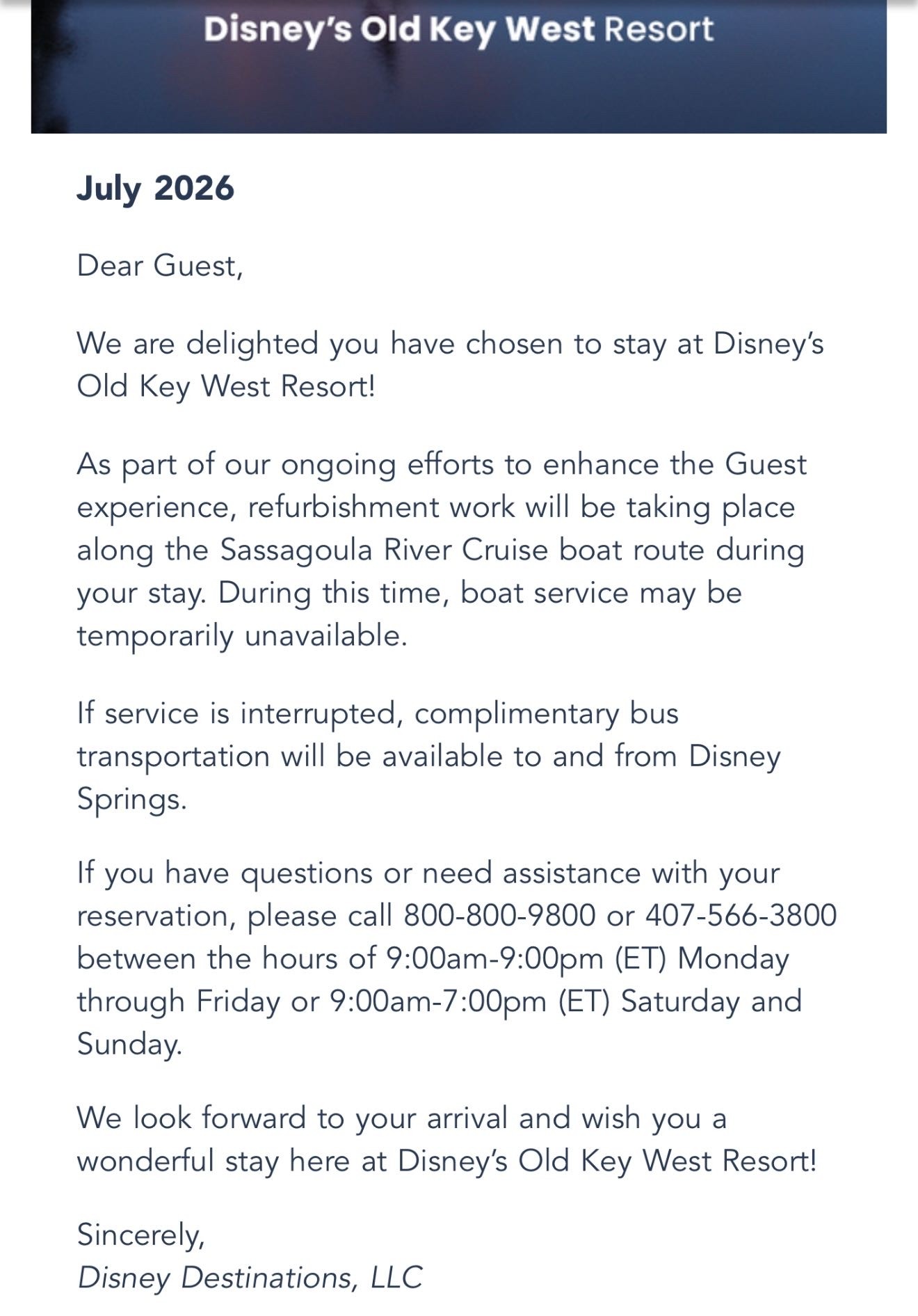 Screenshot of email received.